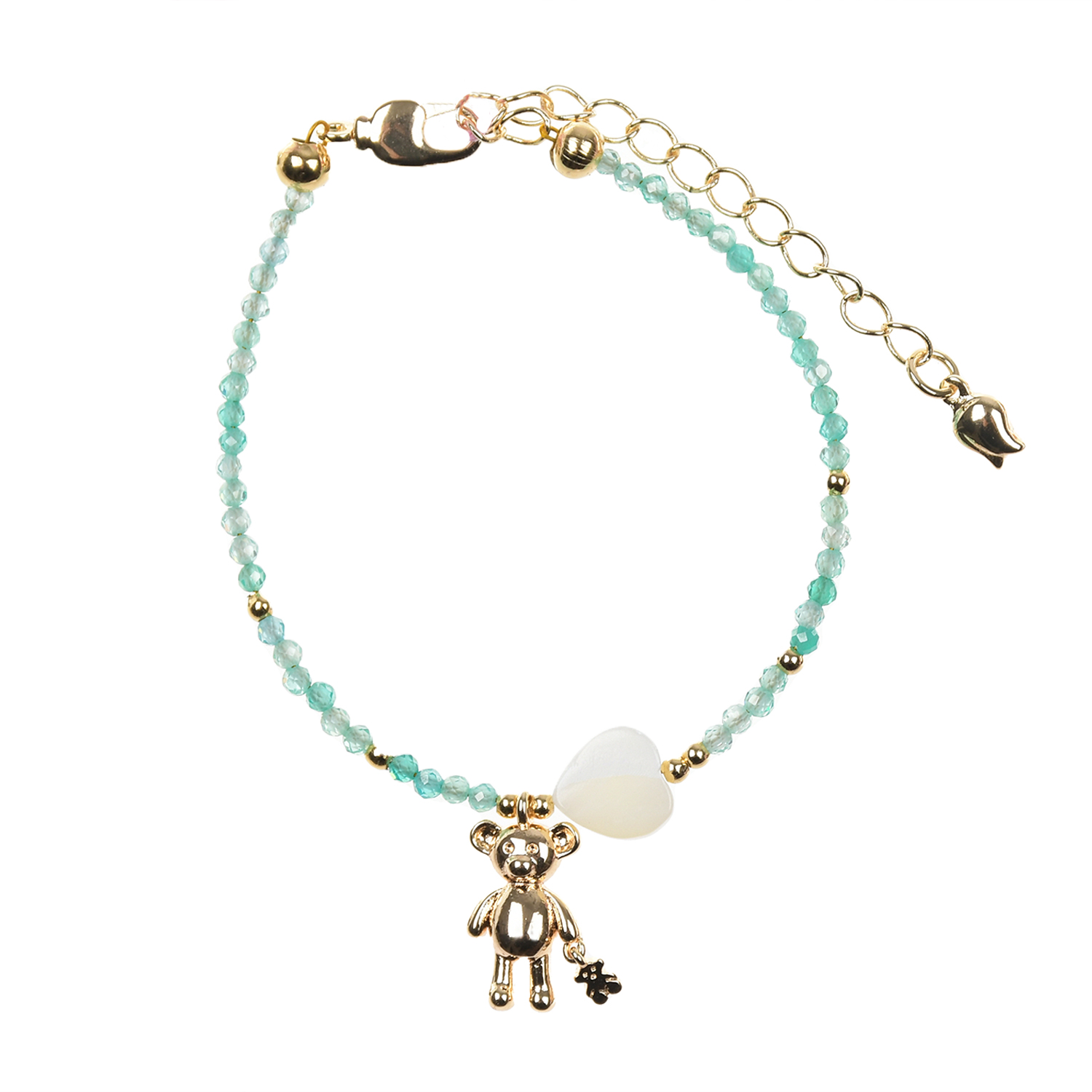 Браслет с подвеской "мишка", циркон/перламутр I Love Cameo