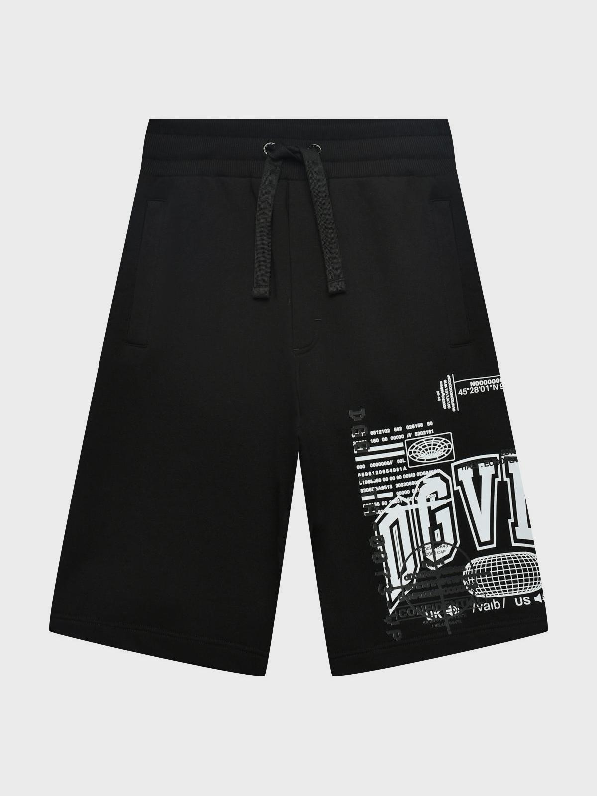 Трикотажные бермуды с принтом, черные Dolce&amp;Gabbana