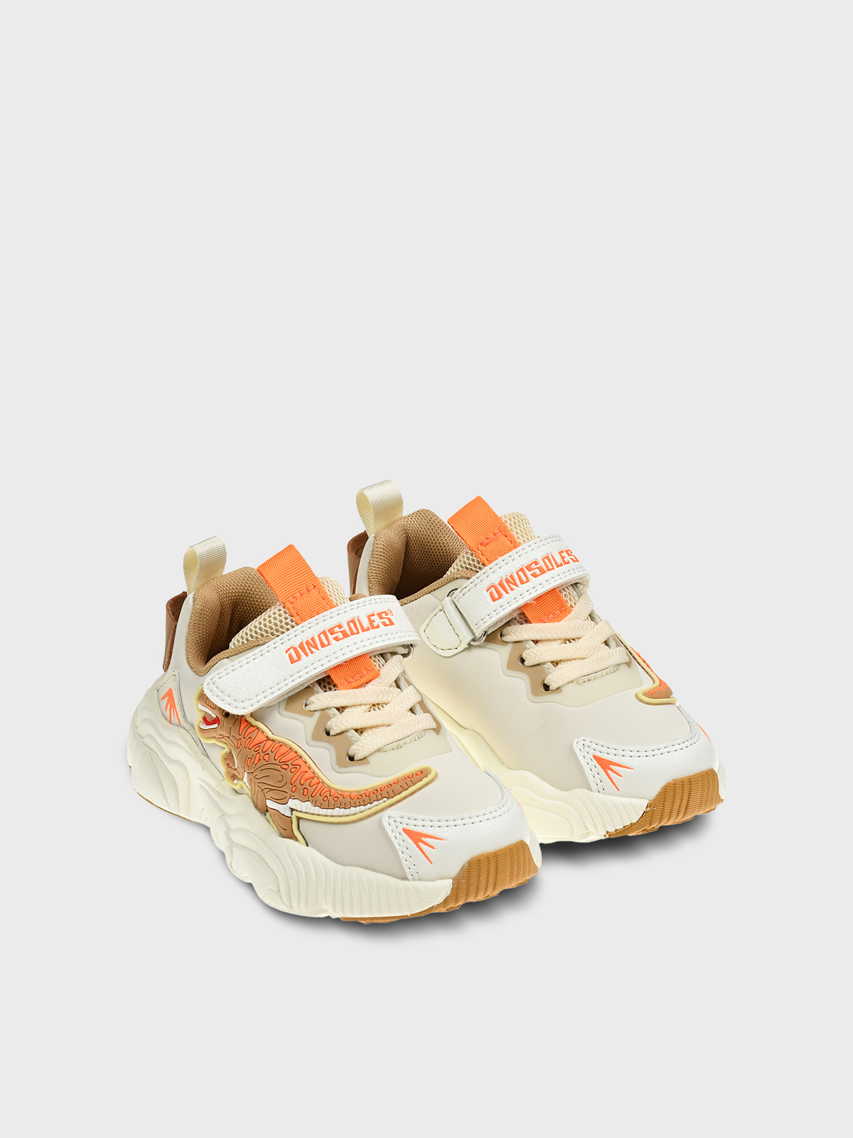 Кроссовки с декором  "динозавр ", белые DINOSOLES