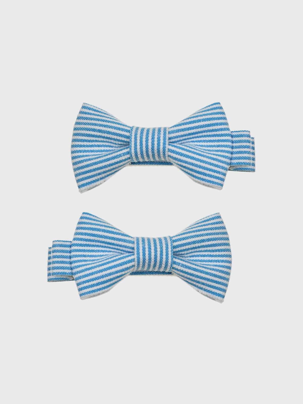 Зажим для волос бантик в полоску голубой 2 шт Tais 1199₽