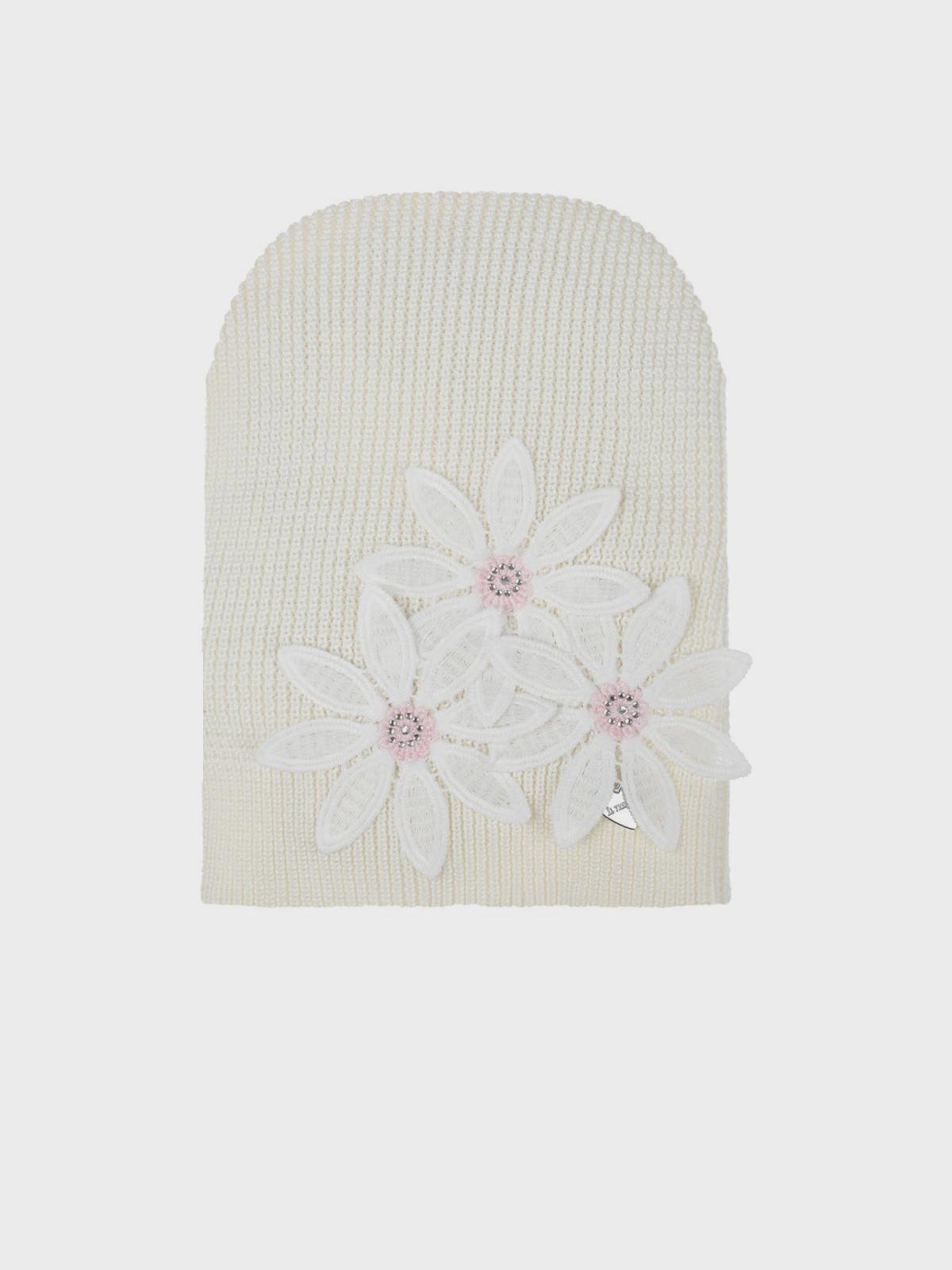 Шапка кремового цвета с аппликацией "цветы" Il Trenino