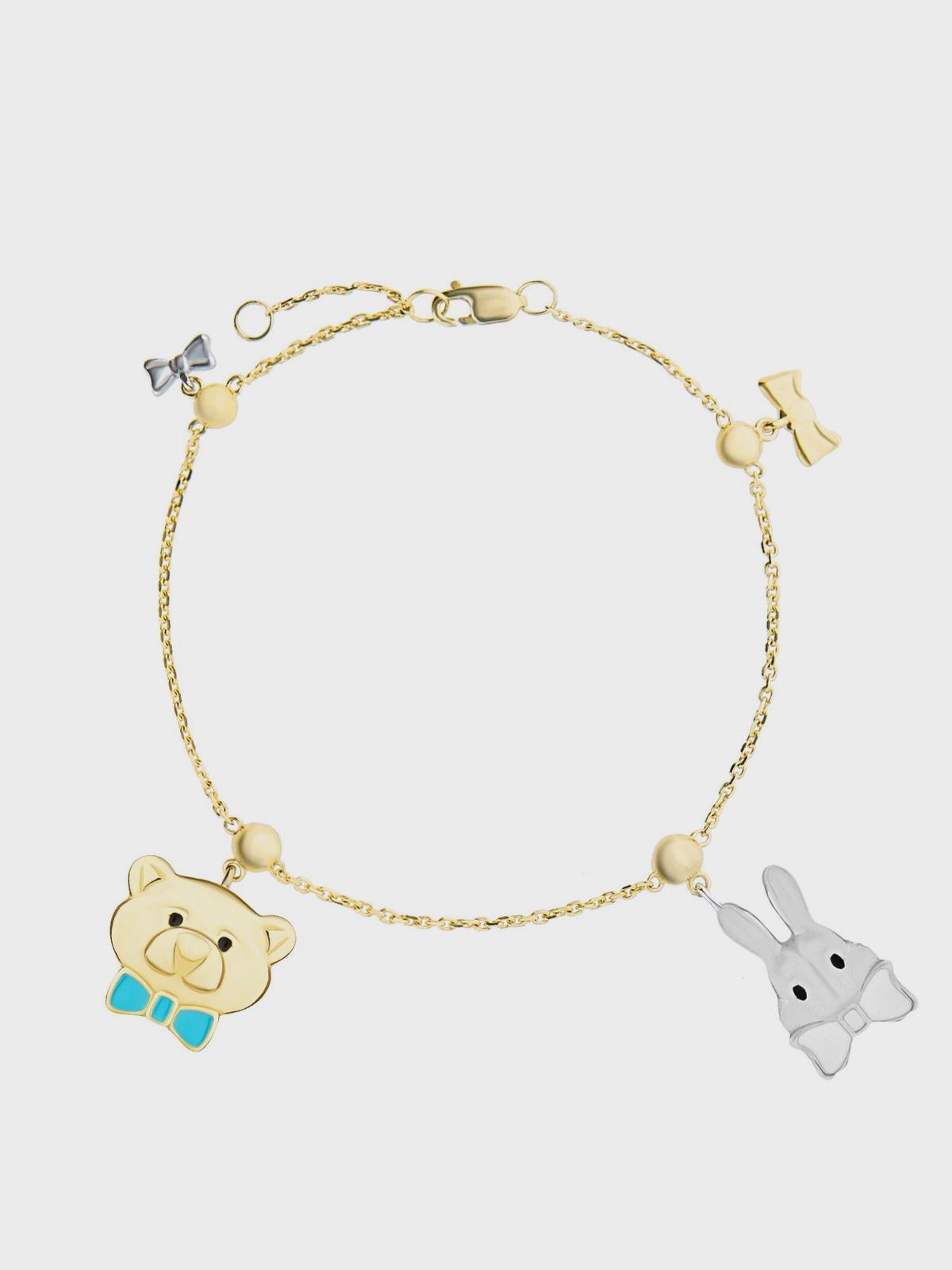 Браслет "Медведь и Заяц", серебро (позолота) Sneak Peek