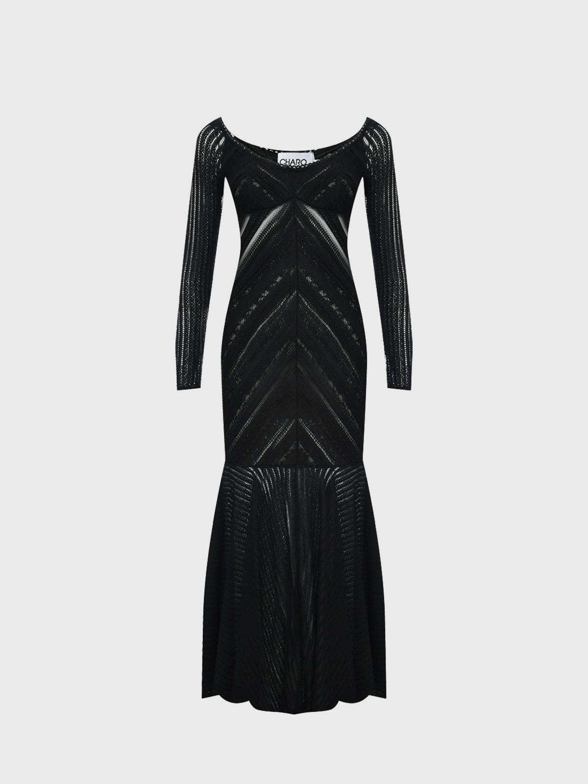 Платье из фактурной ткани, черное Charo Ruiz