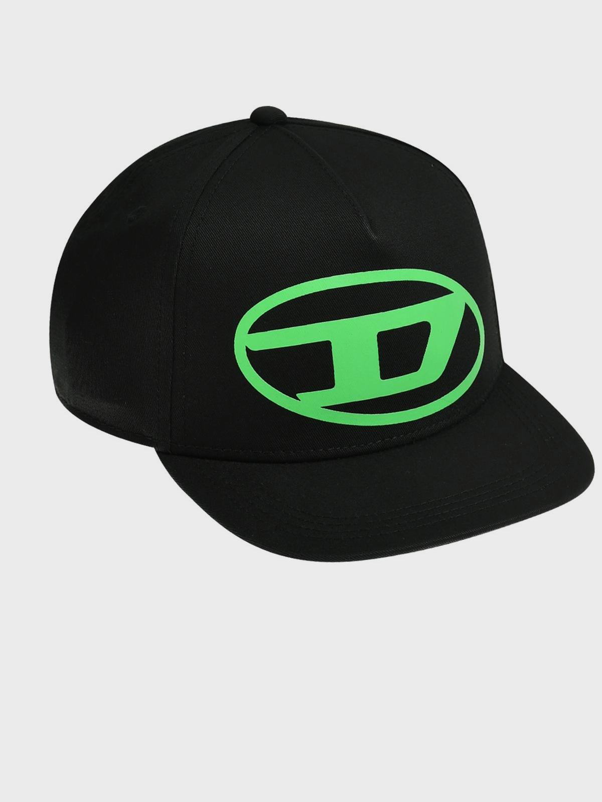 Бейсболка с зеленым лого, черная Diesel