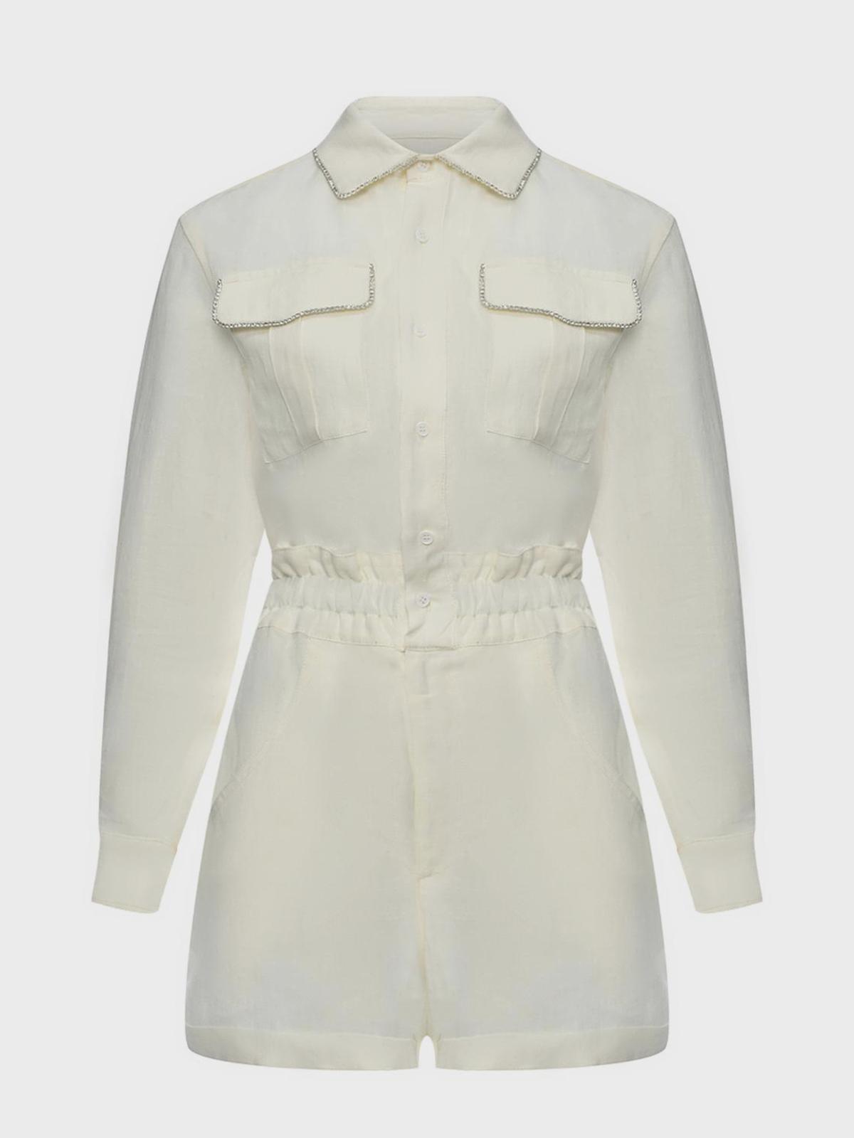 Комбинезон льняной со стразами, белый Forte dei Marmi Couture