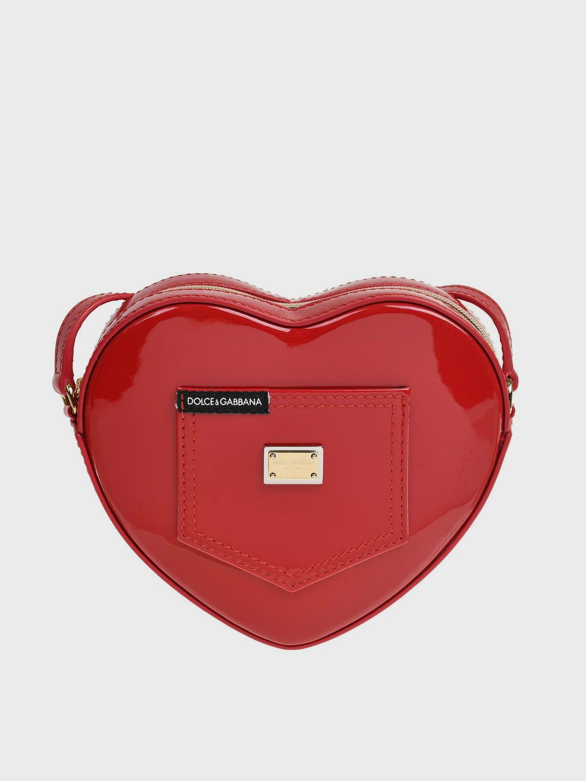 Сумка лакированная в форме сердца с логотипом DG, красная Dolce&amp;Gabbana