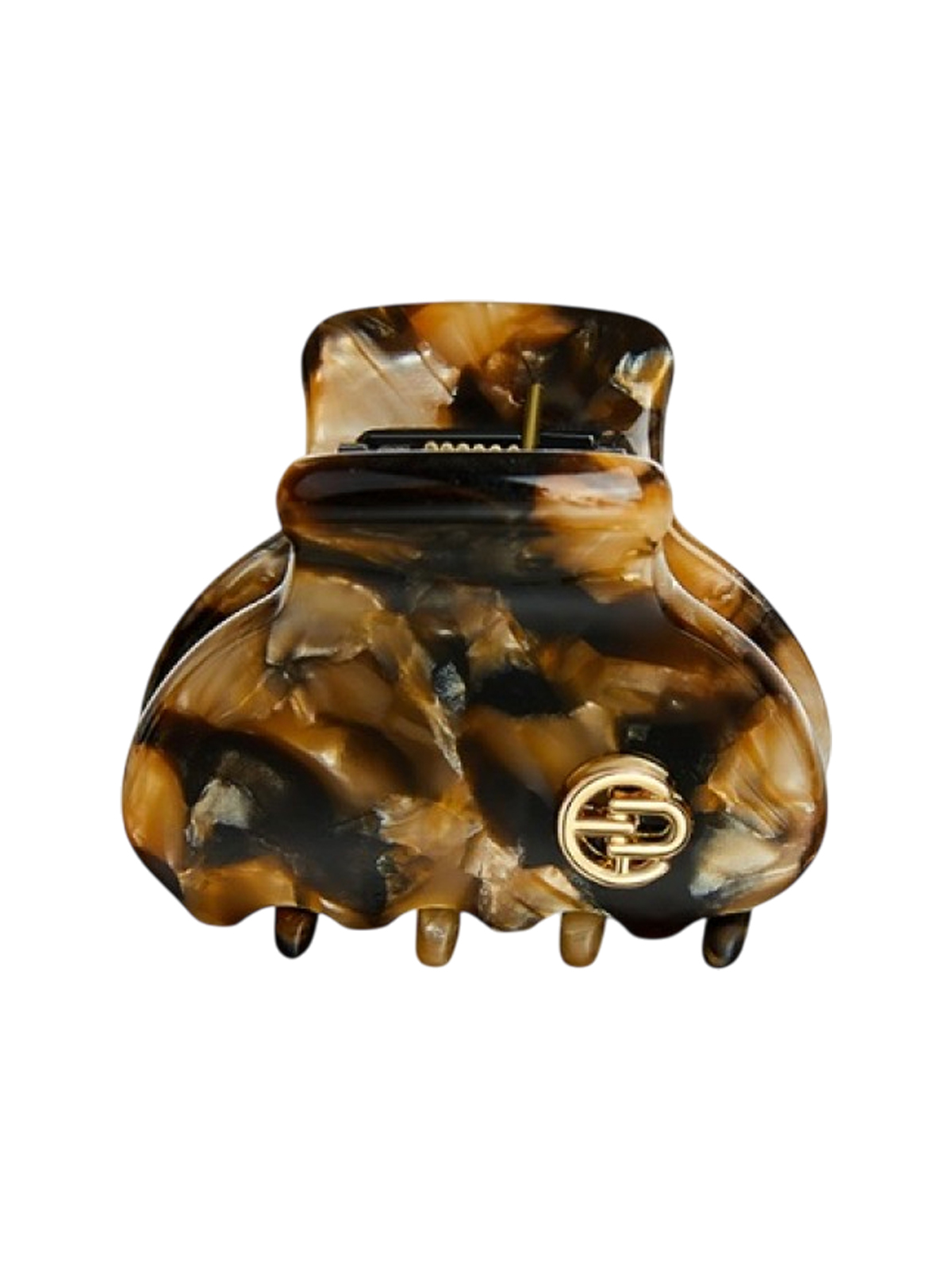 Заколка-краб маленькая с логотипом, коричневая EVITA PERONI