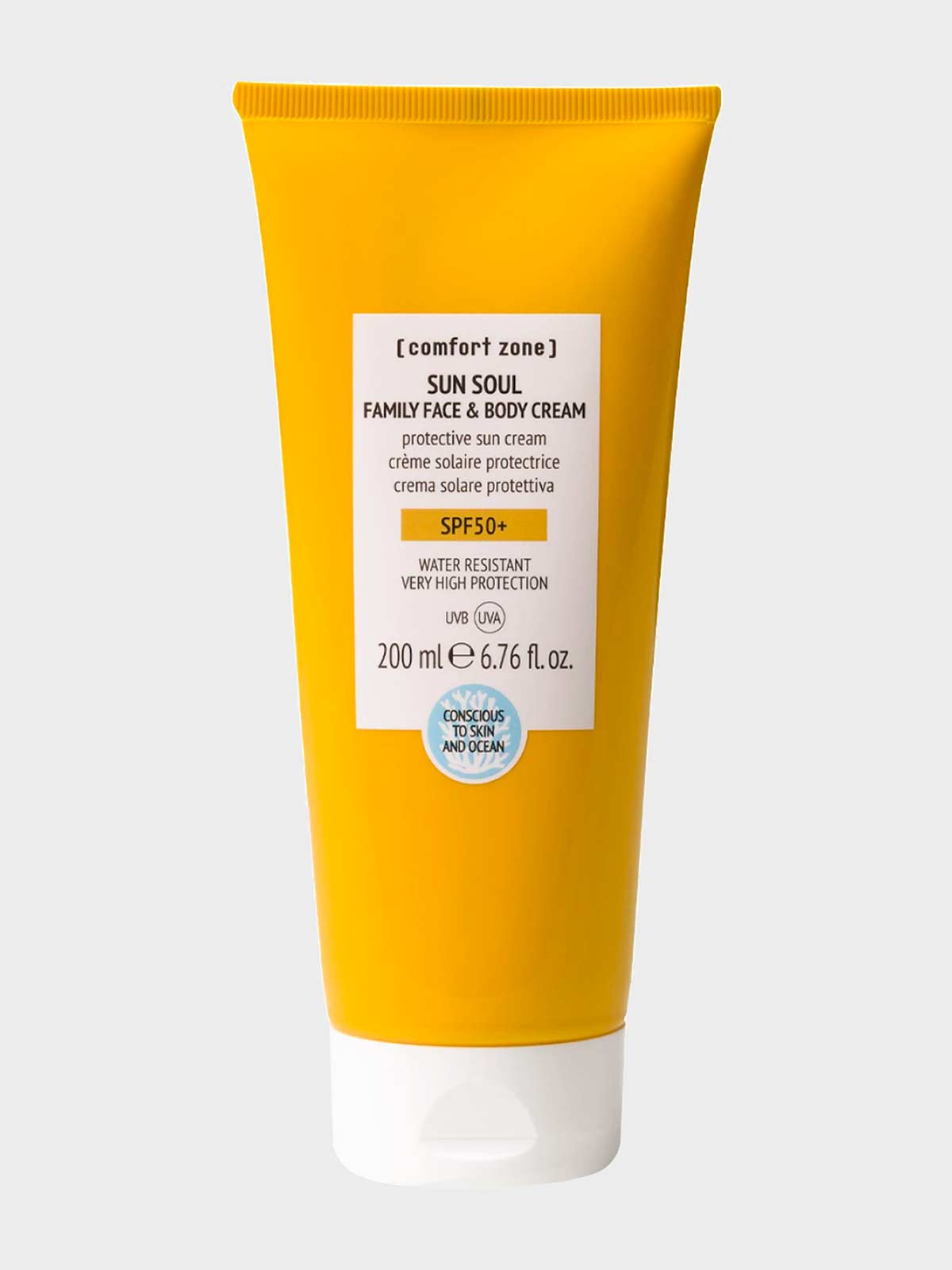 Солнцезащитный водостойкий крем SUN SOUL FAMILY FACE&amp;BODY CREAM SPF50+ , 200 мл Comfort zone