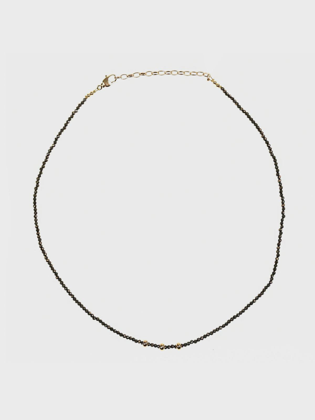 Чокер из камня пирит с бусинами из латуни I Love Cameo