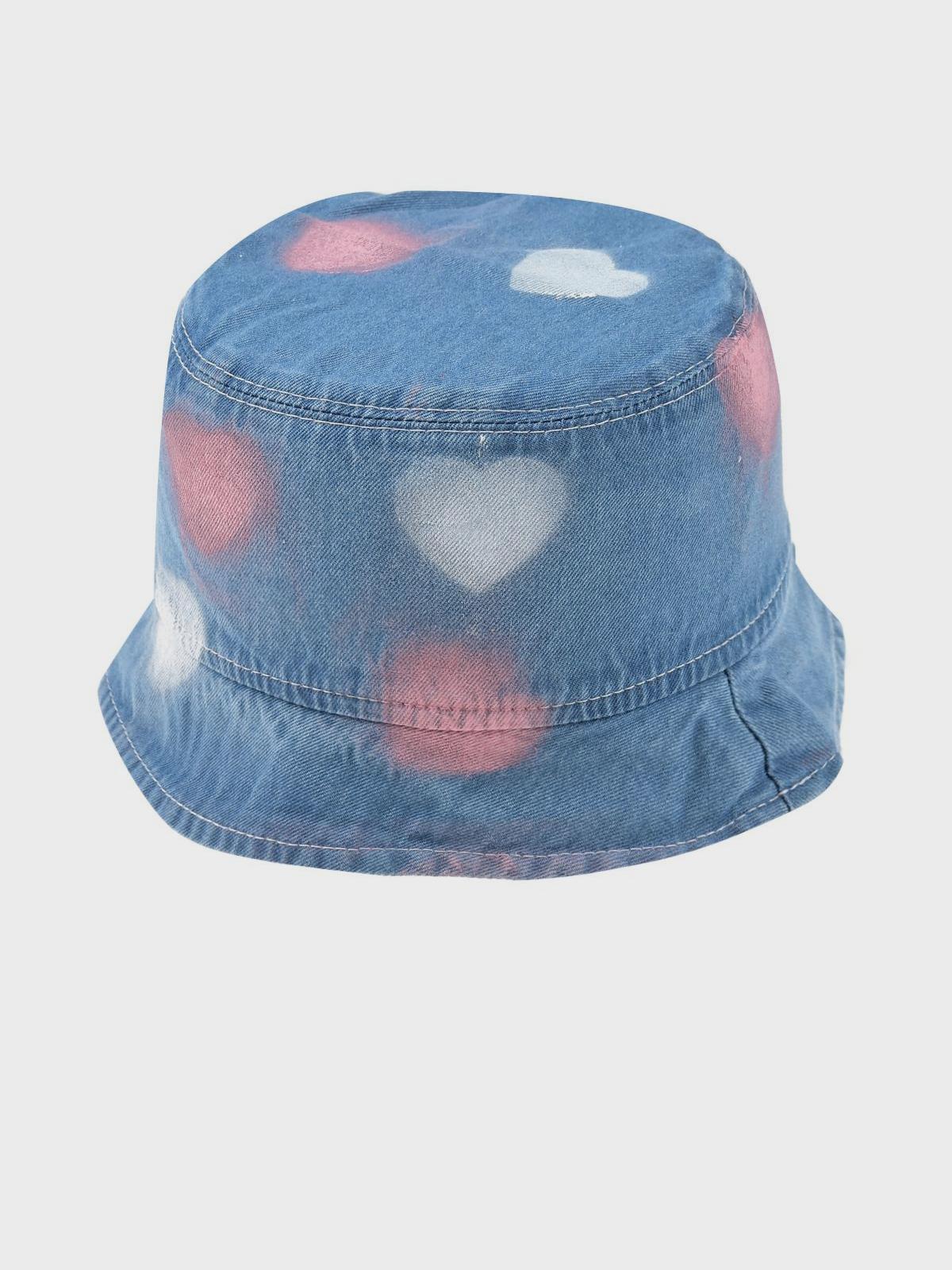 Джинсовая панама с принтом "сердечки" Catya