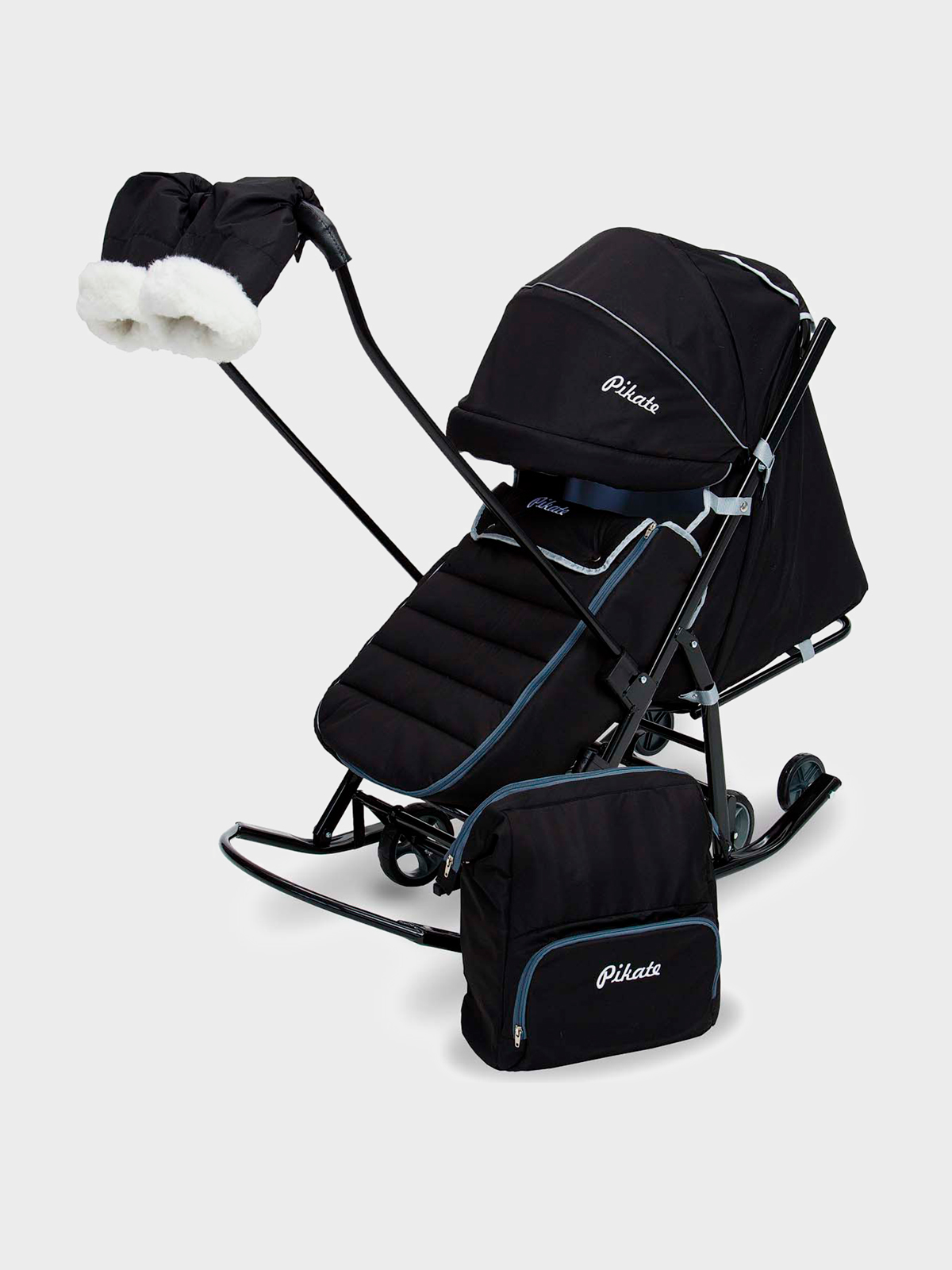 Санки-коляска Pikate Onyx, цвет чёрный