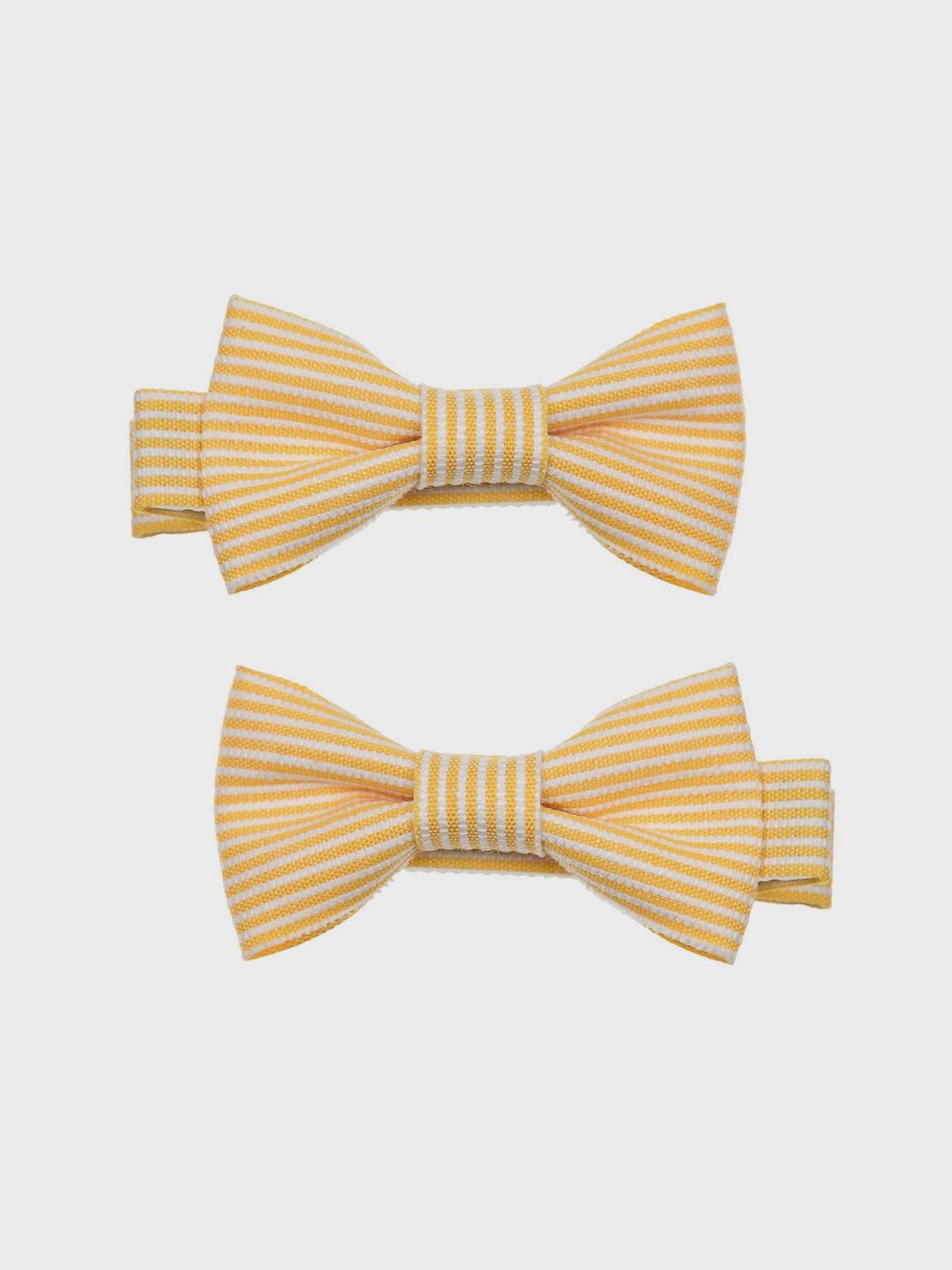 Зажим для волос бантик в полоску желтый 2 шт Tais 1199₽