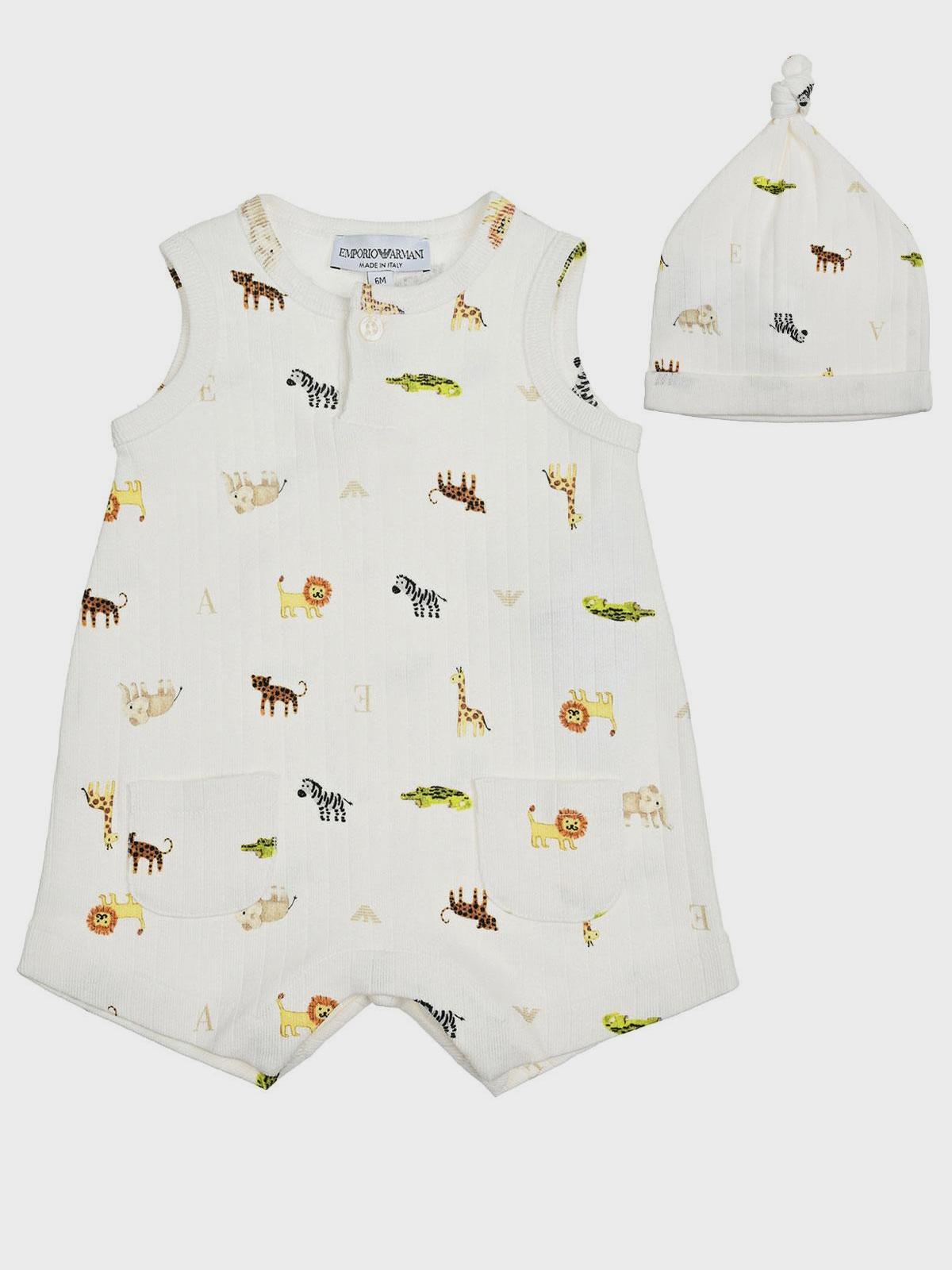 Комплект: песочник и шапка, принт "звери" Emporio Armani