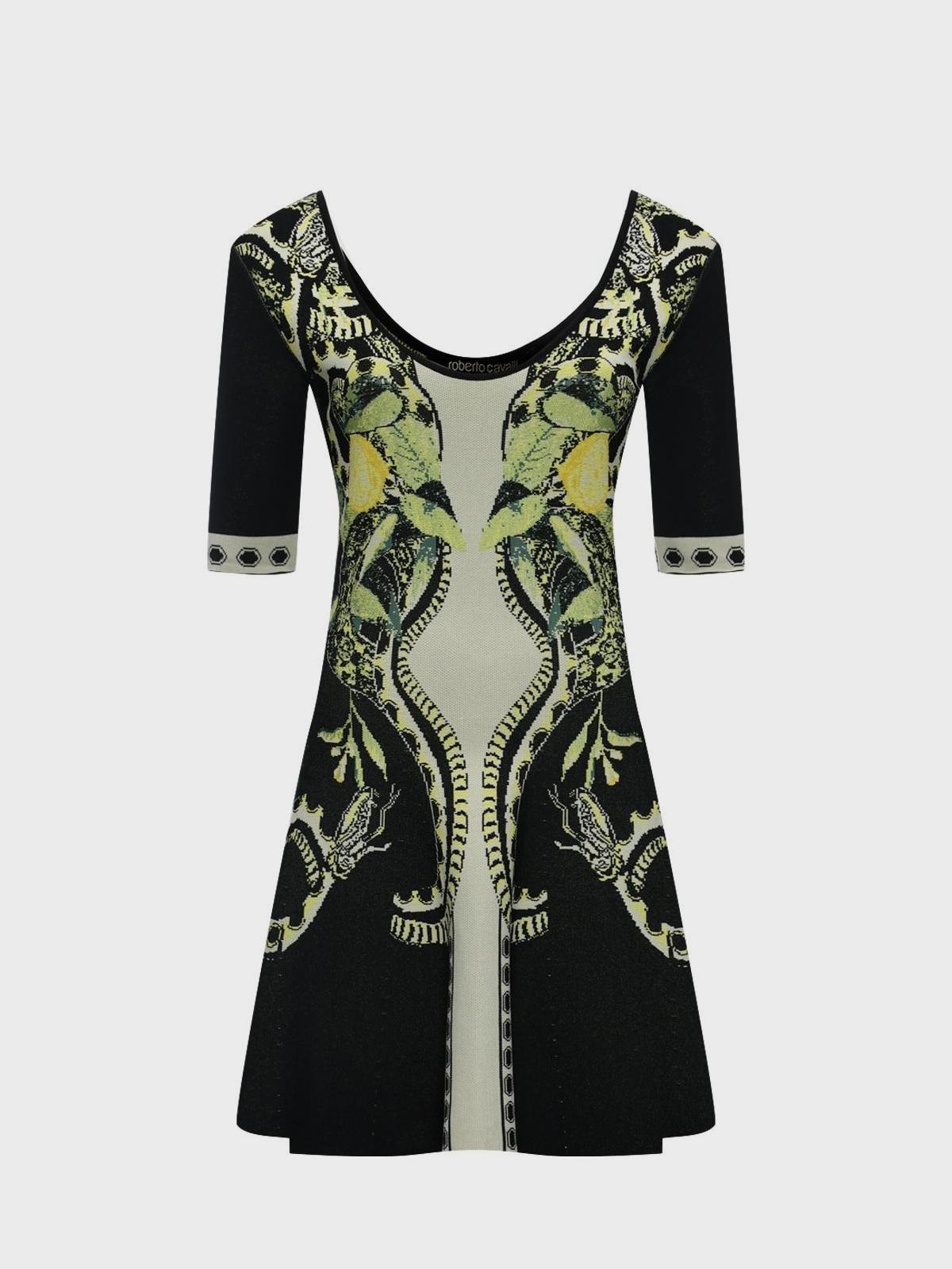 Платье мини, принт лимоны с узорами Roberto Cavalli