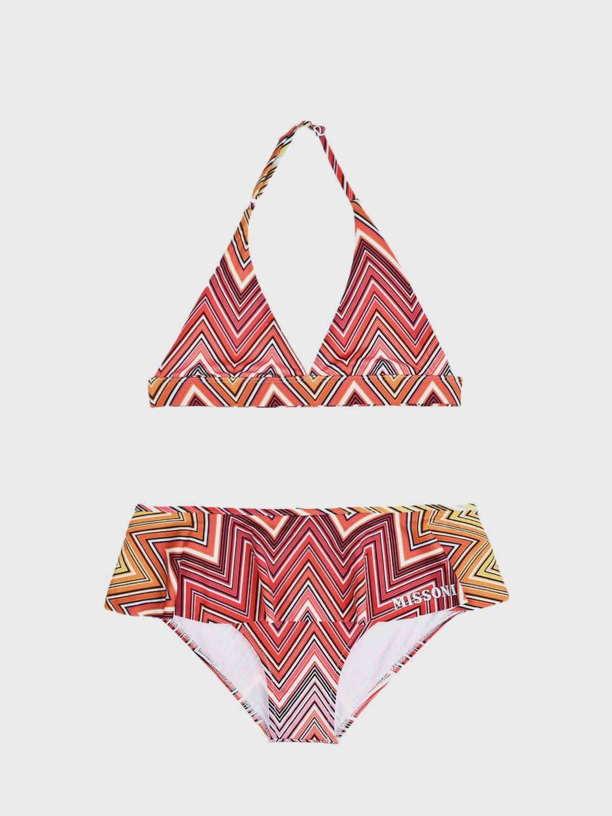 Купальник раздельный с геометрическим принтом, рюши на плавках Missoni