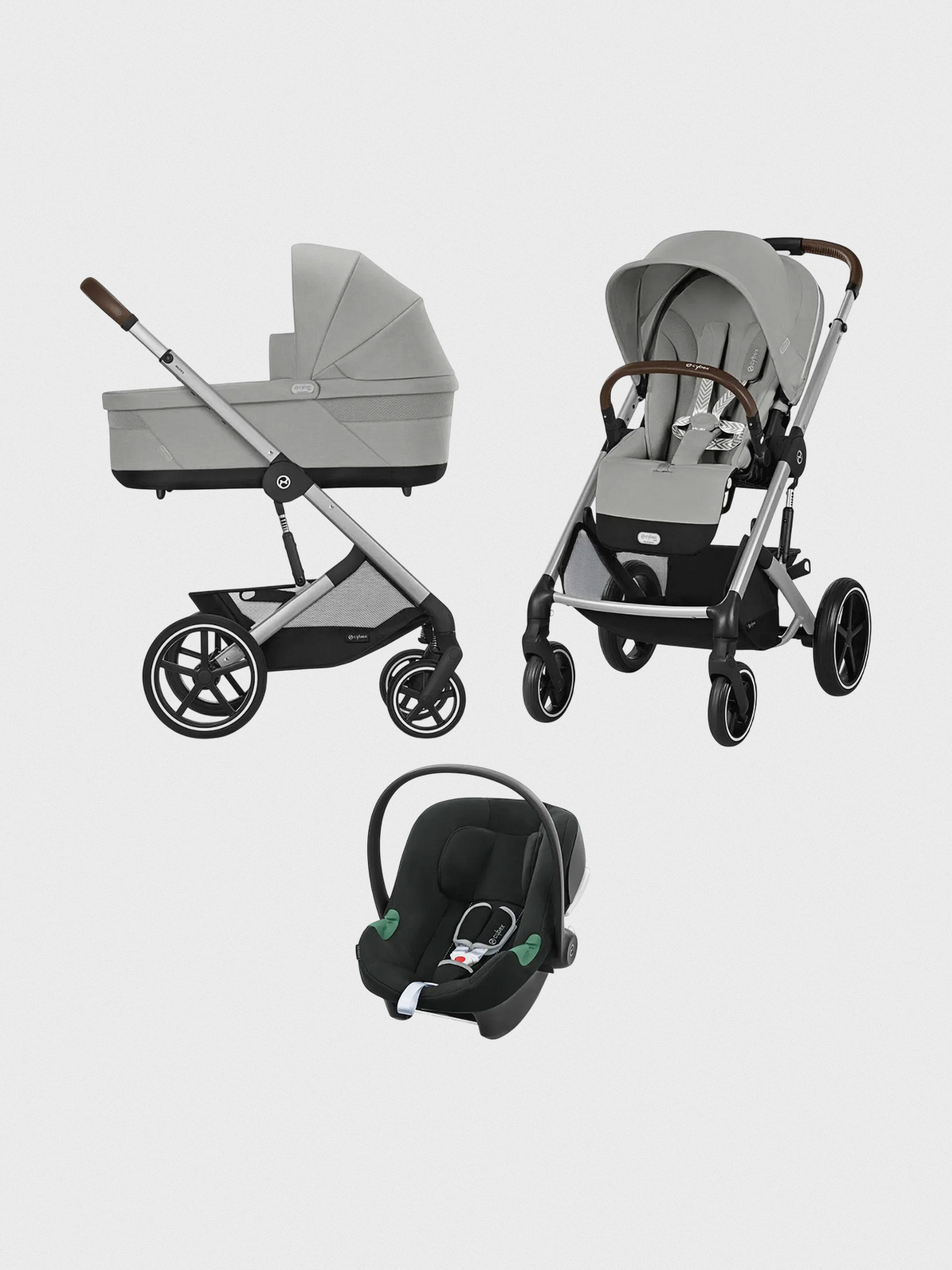 Коляска 3 в 1 Balios S Lux Stone Grey с автокреслом Cybex Aton S2 i-Size