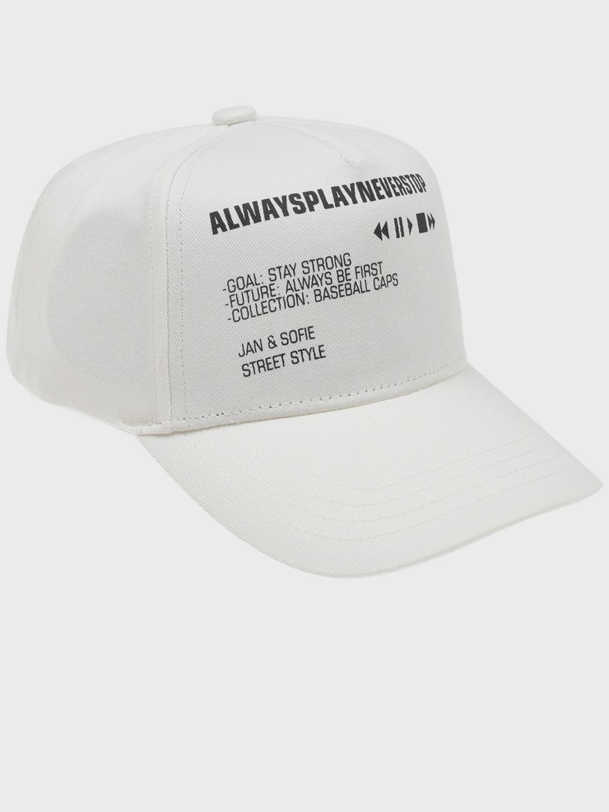 Белая кепка с принтом "Always play.Never stop" Jan&amp;Sofie