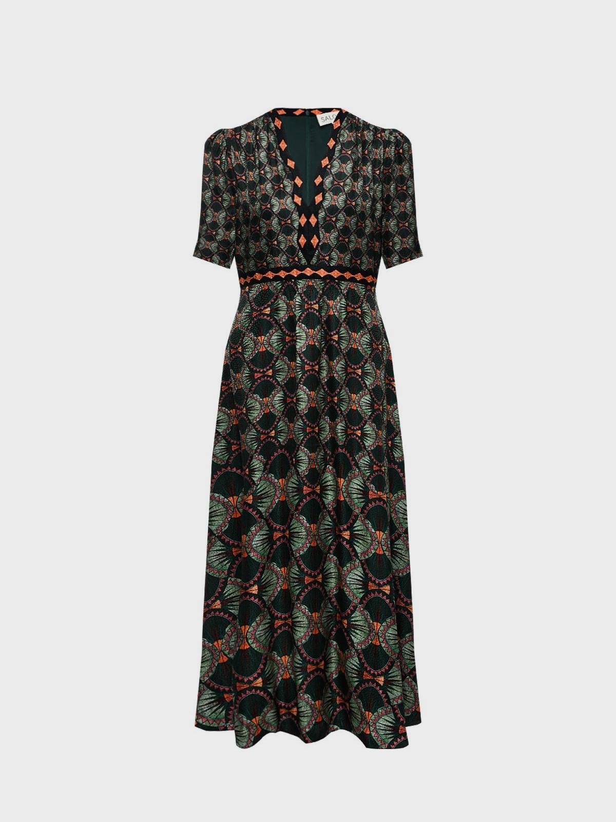 Платье TABITHA-C, графичный принт и отделка тесьмой Saloni