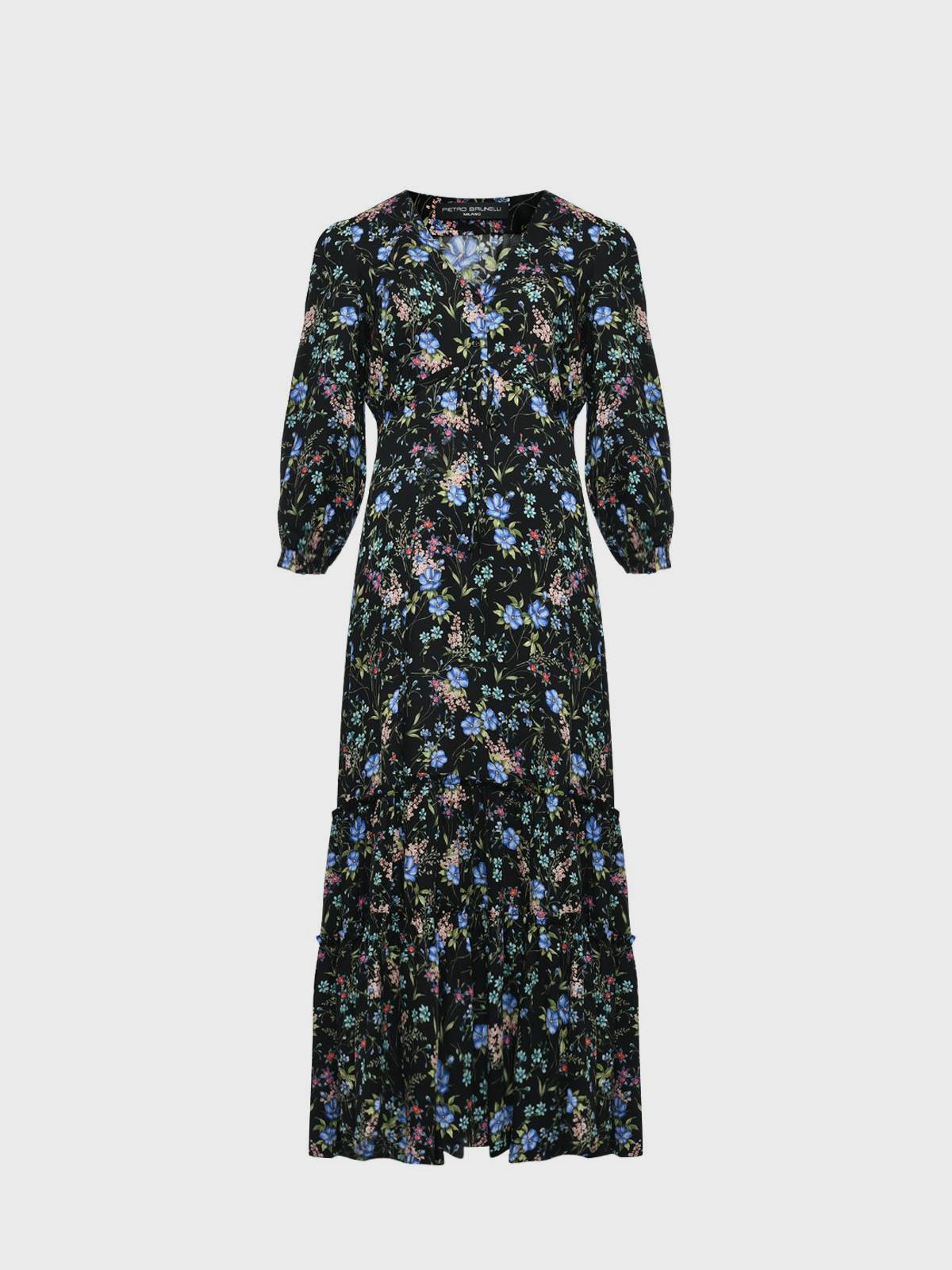 Платье ALLEGRA с мелким цветочным принтом, черное Pietro Brunelli