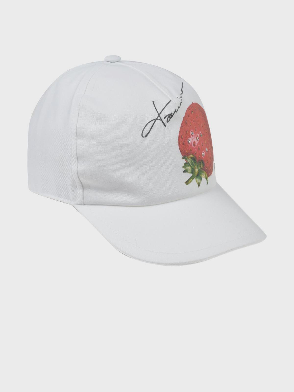 Белая кепка с принтом "клубника" Il Trenino