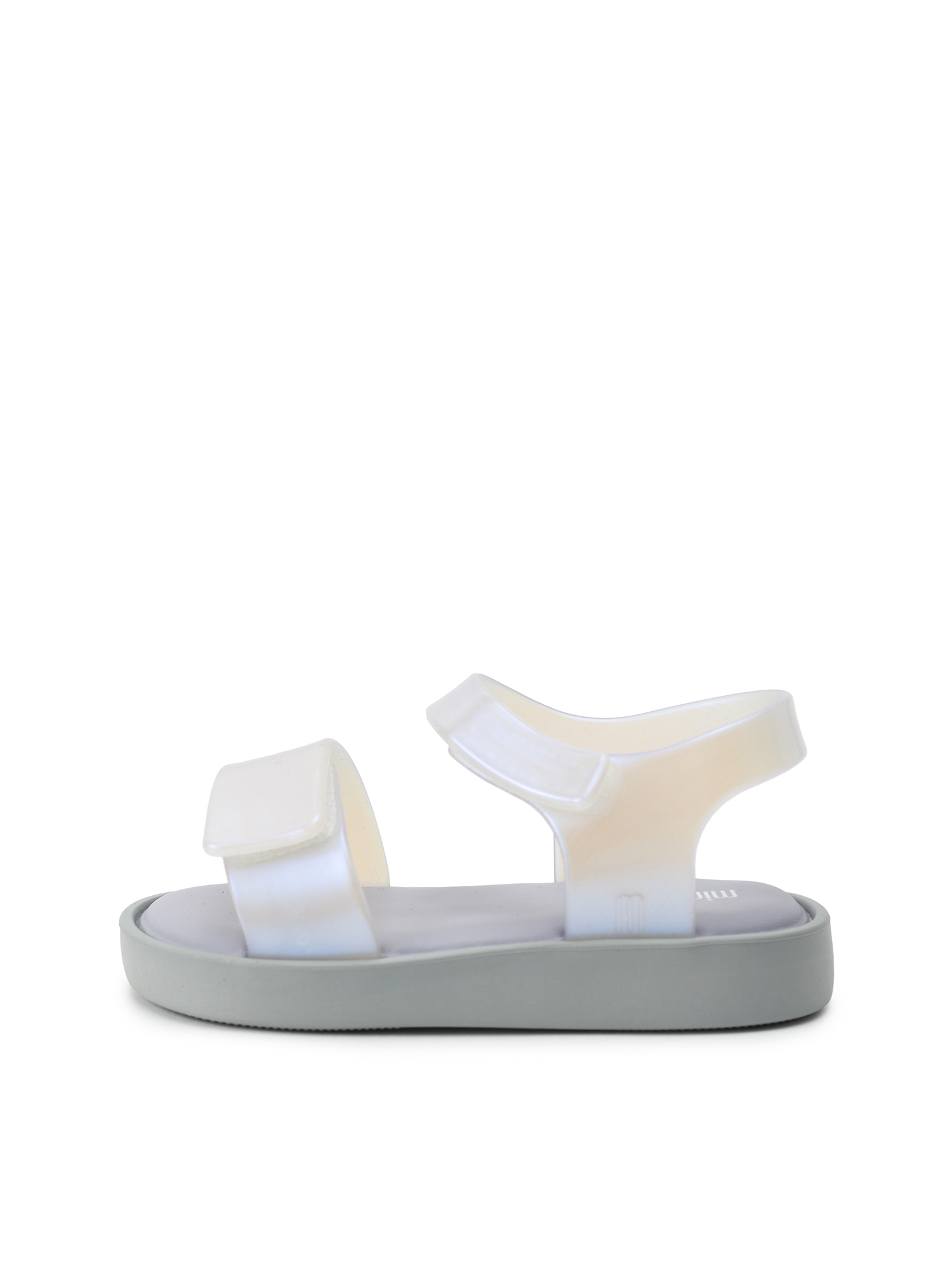 Сланцы-сандалии на липучке блестящие, серебристые Melissa