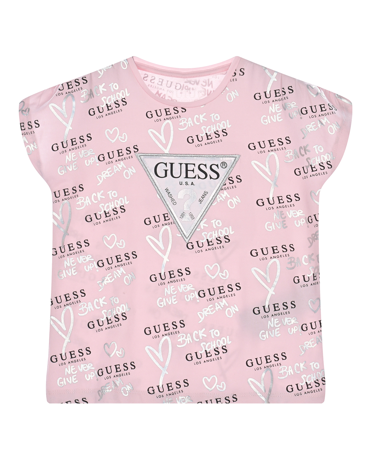 Розовая футболка со сплошным лого Guess детская