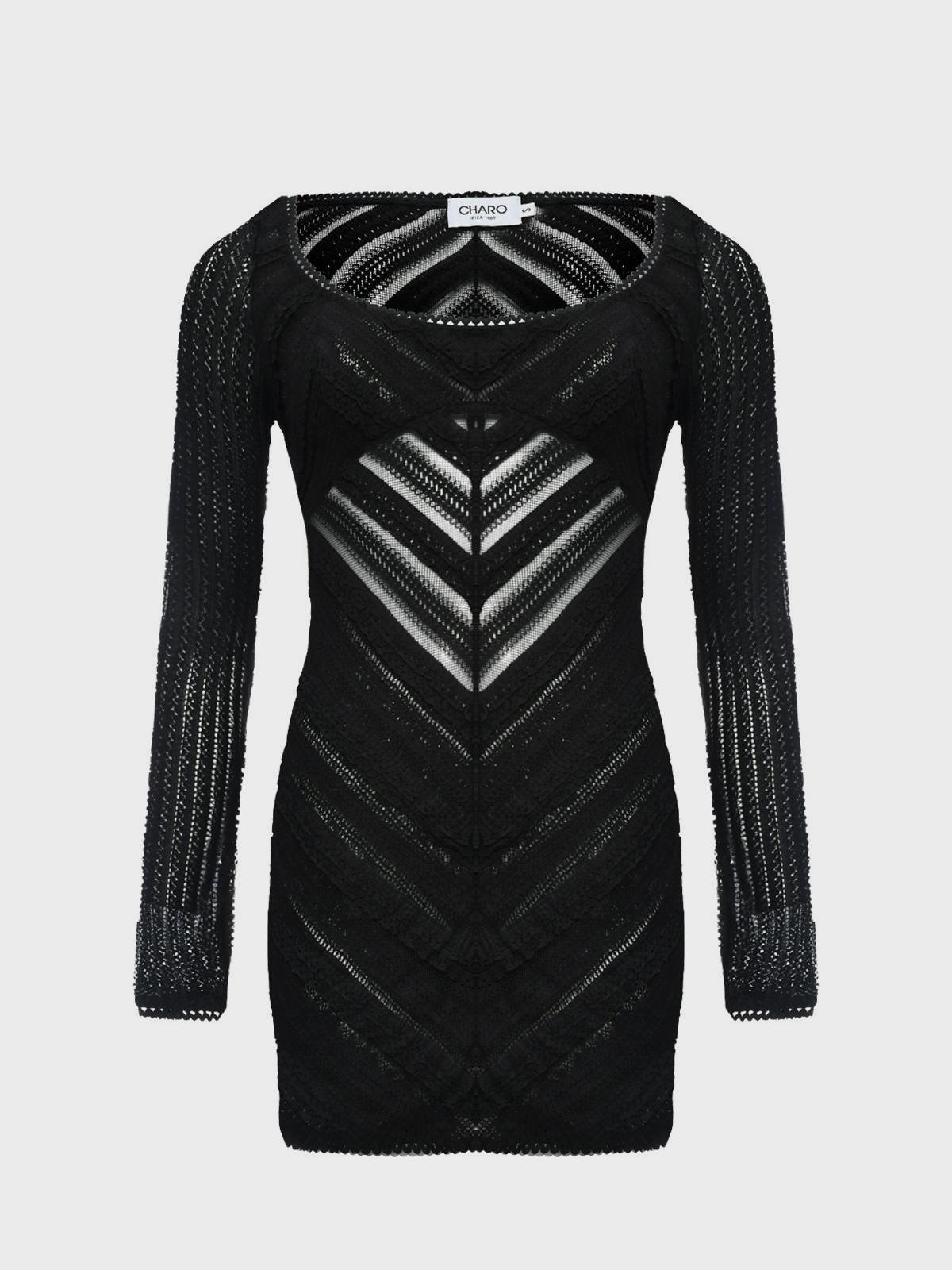Мини-платье из фактурной ткани, черное Charo Ruiz