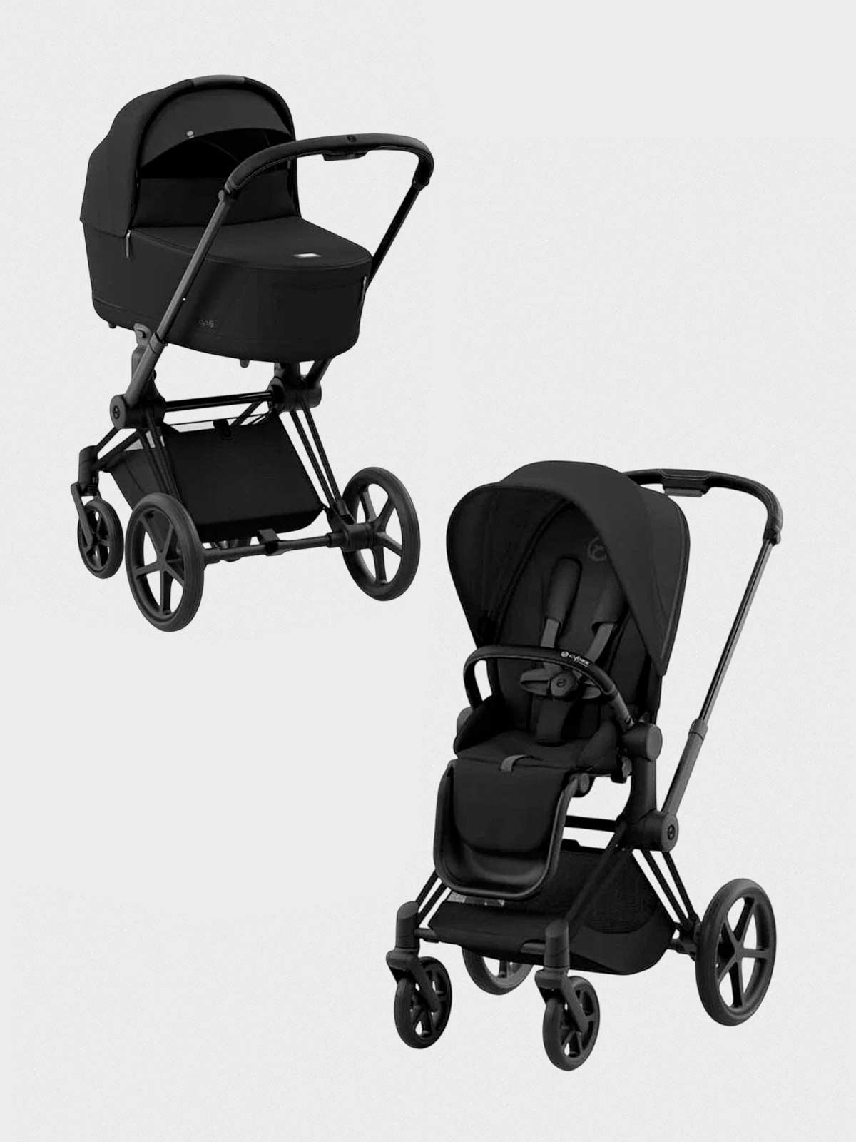 Коляска 2 в 1 Priam IV Matt Black цвет Sepia Black в комплекте со спальным блоком Lux Carry Cot CYBEX 135000₽