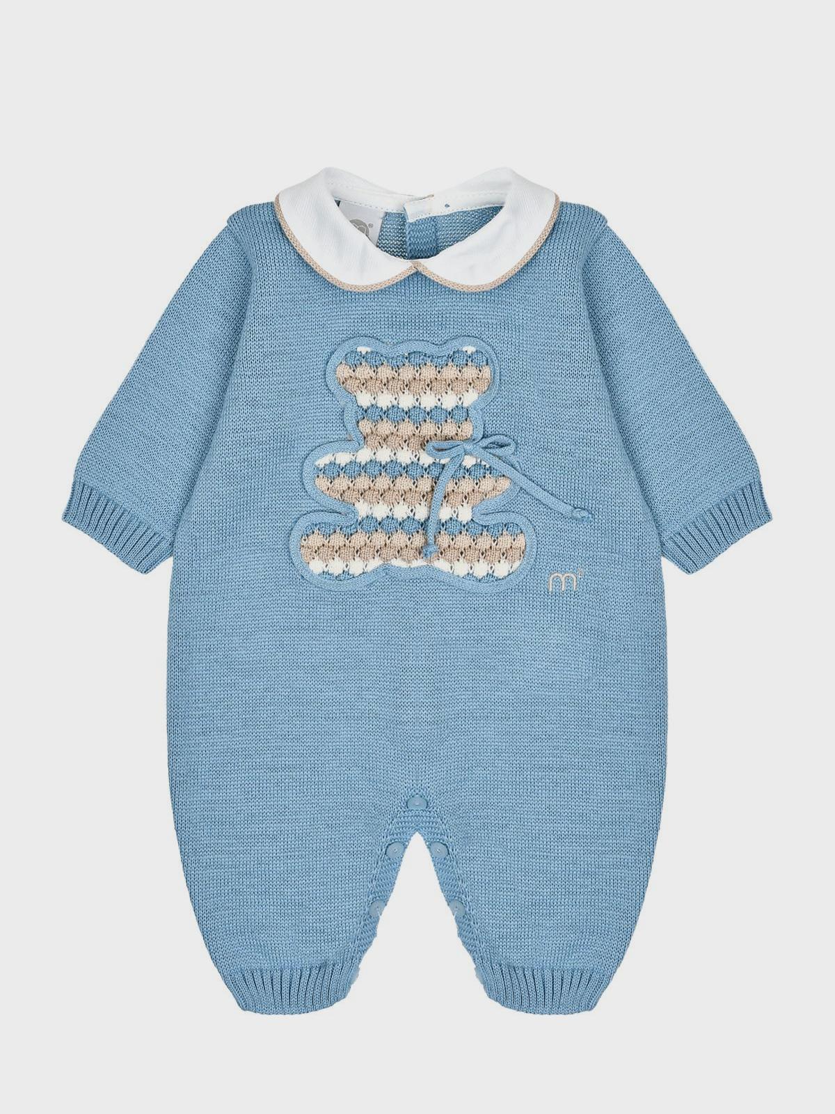 Вязаный комбинезон с декором &quot;медвежонок&quot;, синий Marlu
