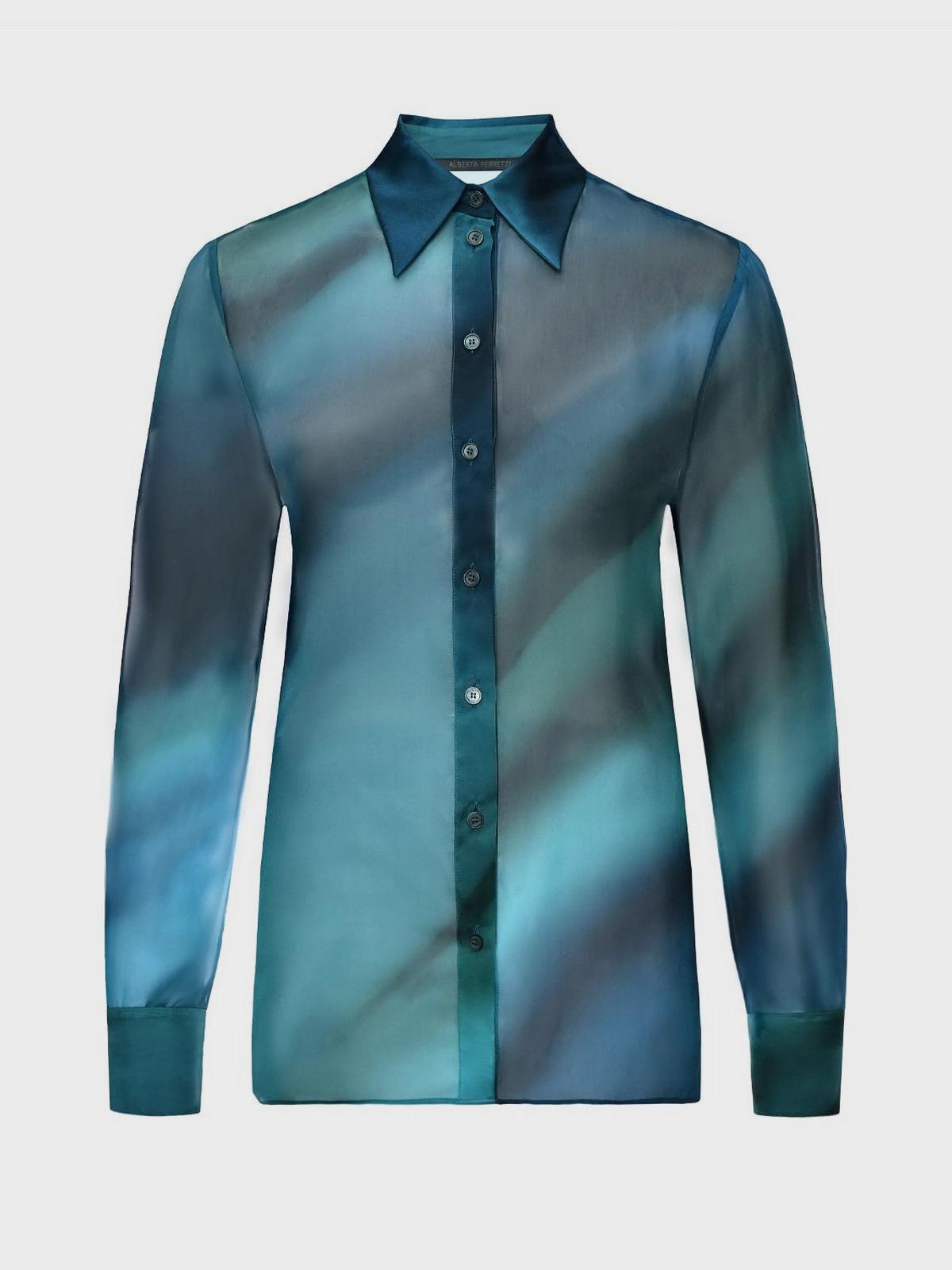 Шелковая блузка с градиентным принтом Alberta Ferretti