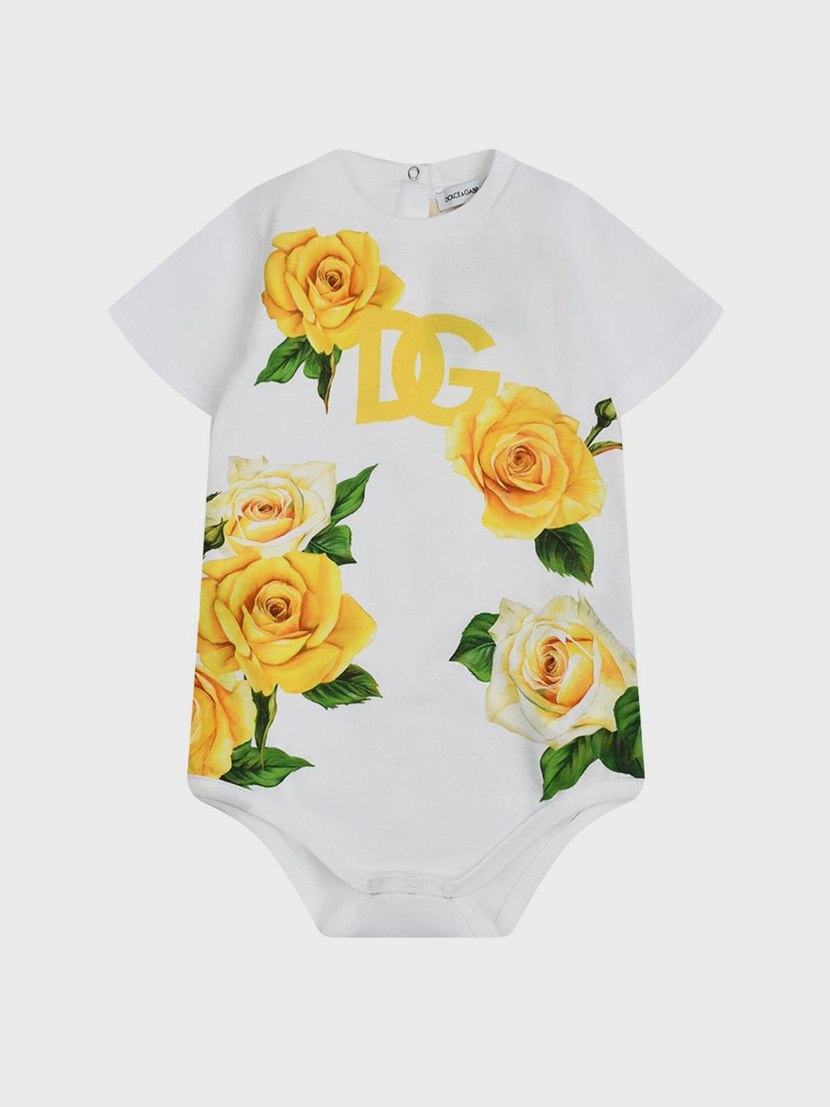 Боди с принтом &quot;желтые розы&quot; Dolce&amp;Gabbana