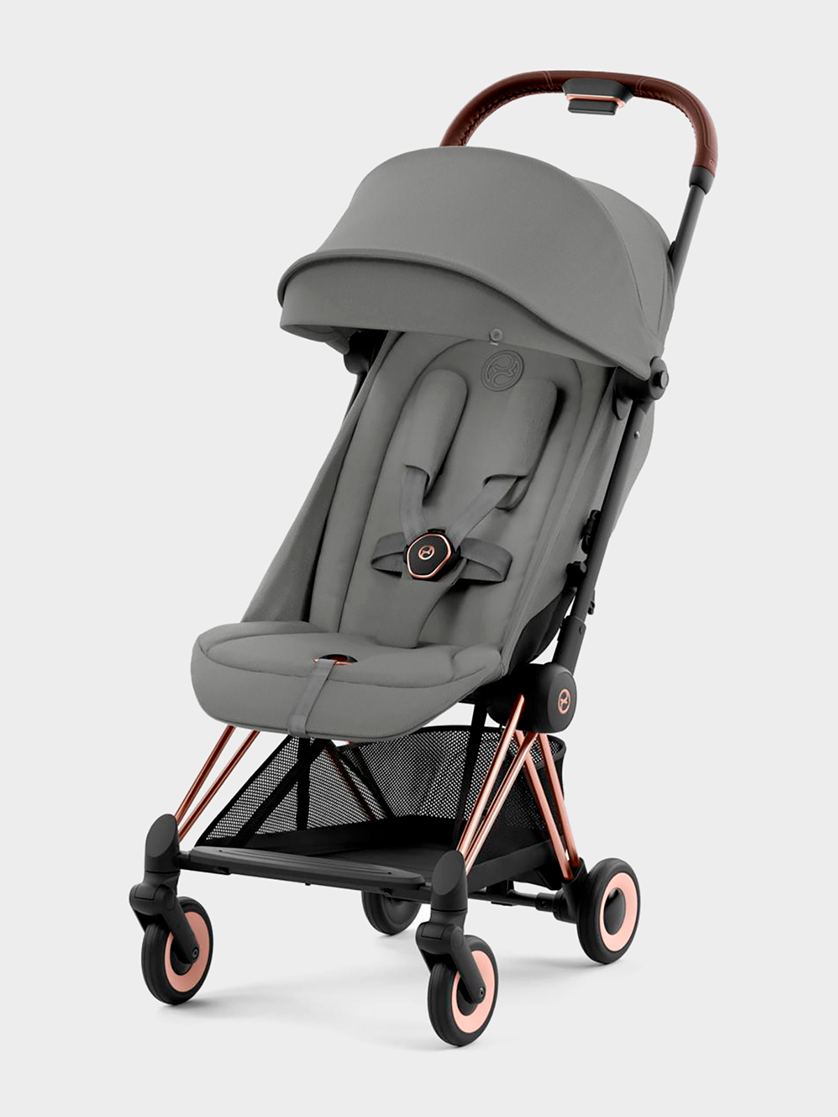 Коляска Coya Rosegold Mirage Grey с дождевиком CYBEX