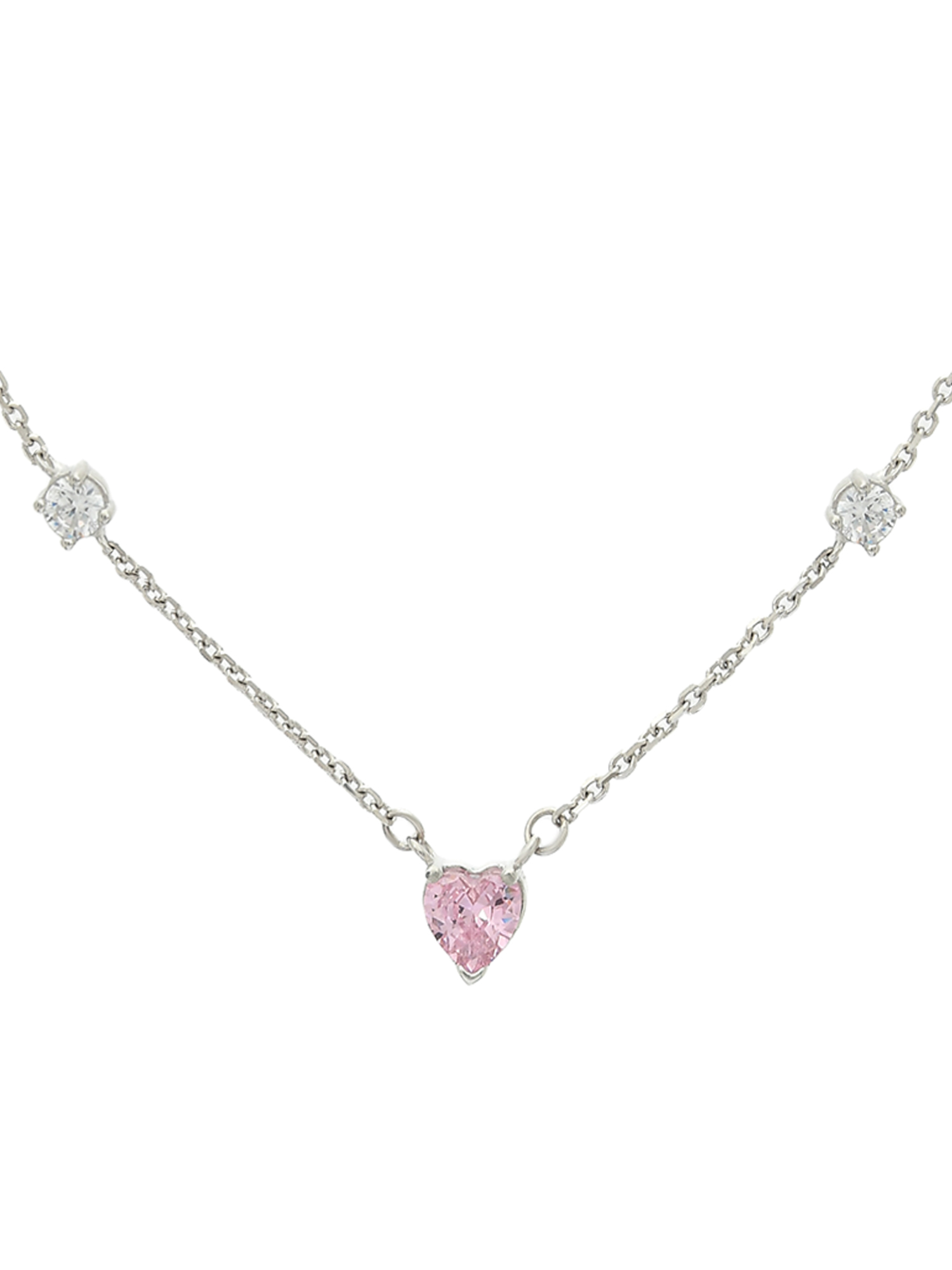 Колье "сердечко", розовый камень, серебро Sneak Peek