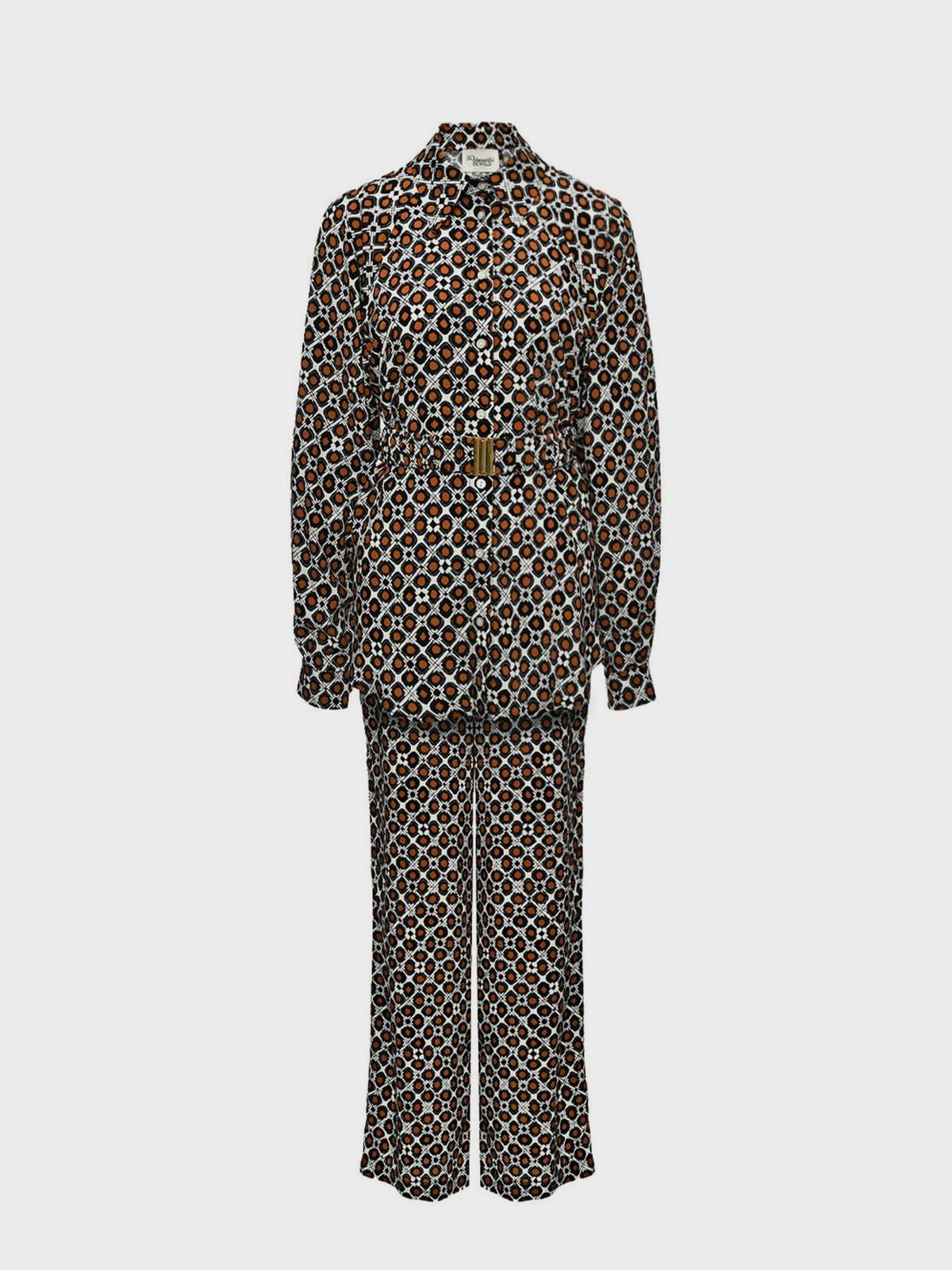 Комплект: рубашка и брюки в пижамном стиле, графичный узор SO BEAUTIFUL&amp;WILD