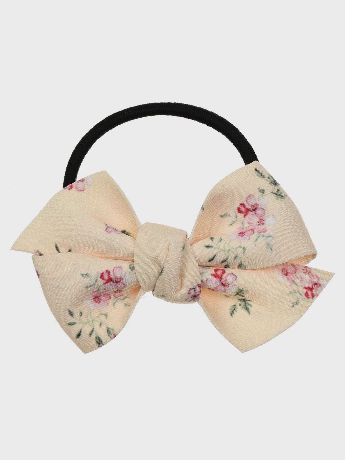 Резинка для волос с бантиком в цветочек, бежевая Tais