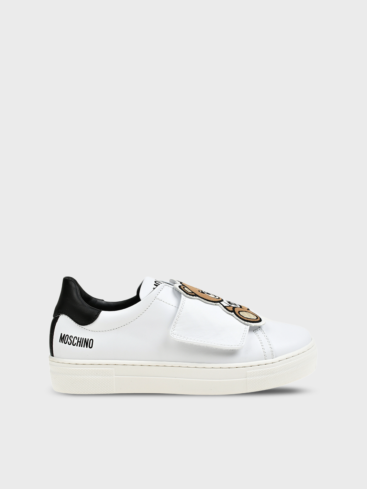 Кеды с мишкой на липучке белые Moschino 33000₽