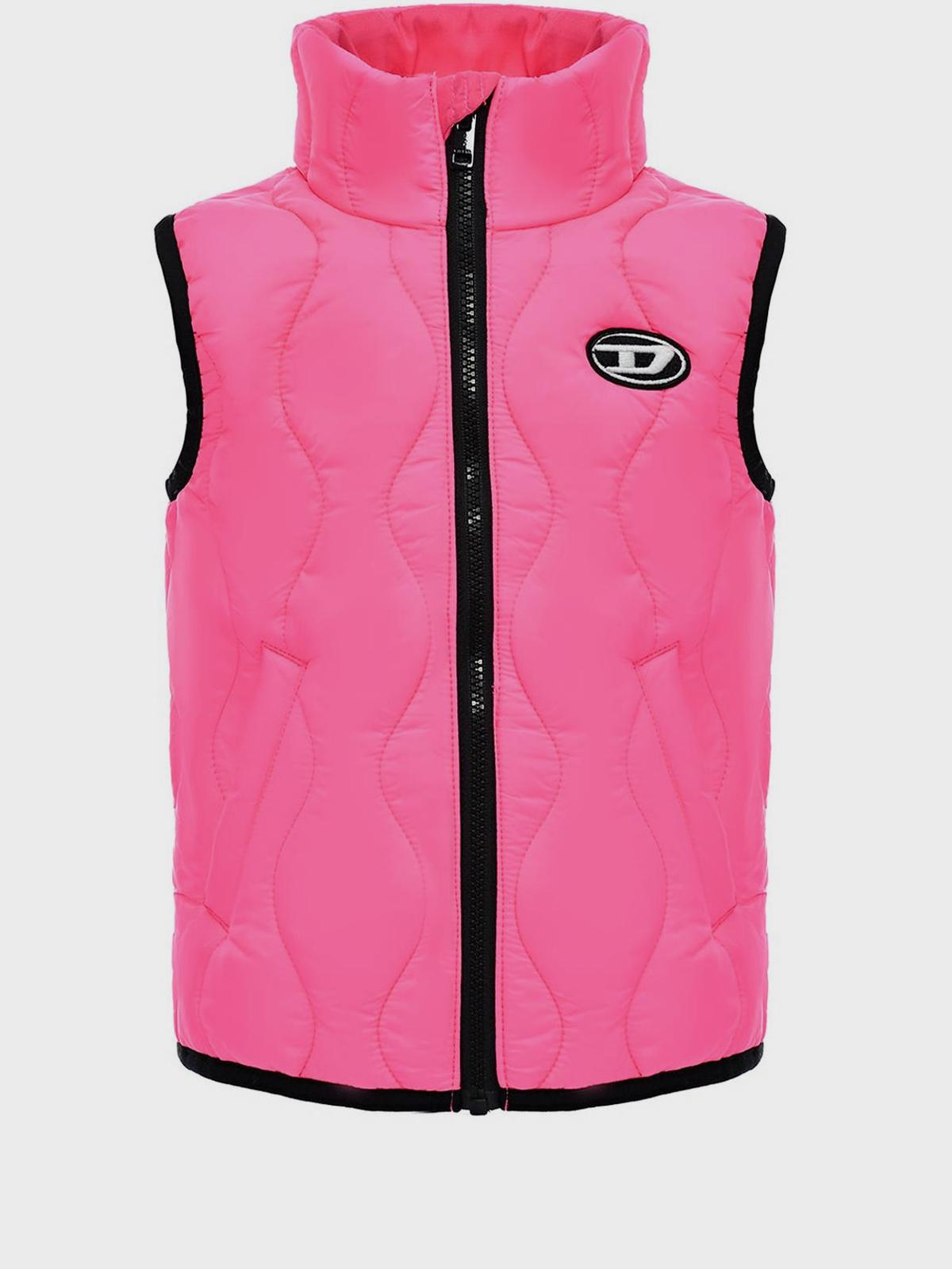 Стеганый розовый жилет с черным кантом Diesel