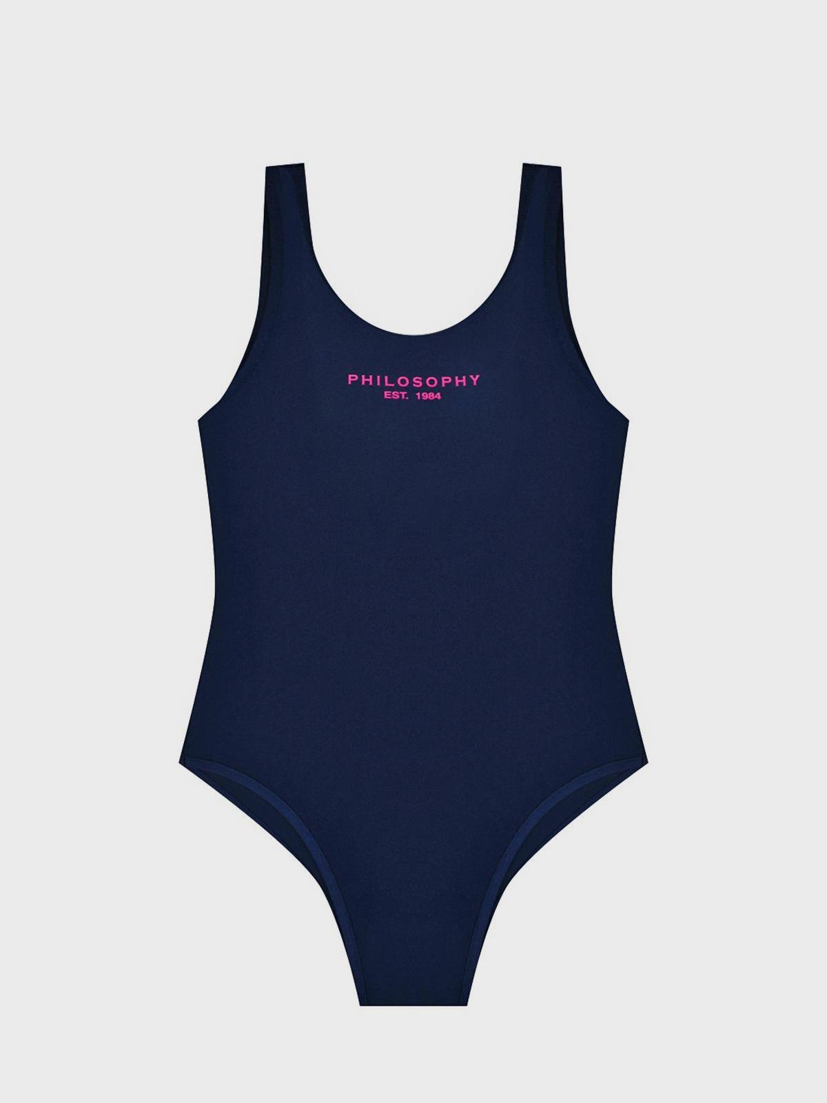 Купальник с розовым лого, синий Philosophy Di Lorenzo Serafini