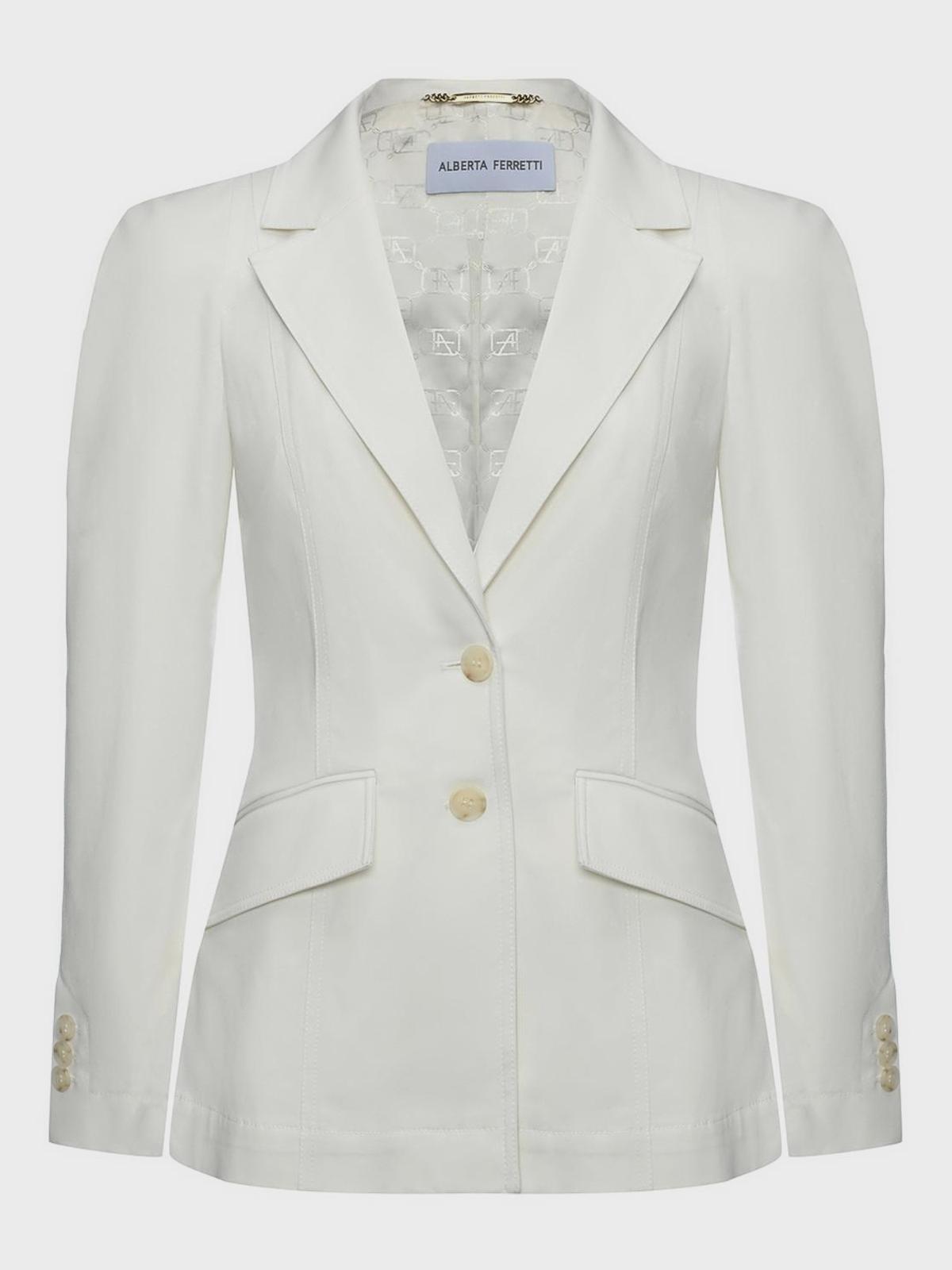Жакет приталенный однобортный, белый Alberta Ferretti