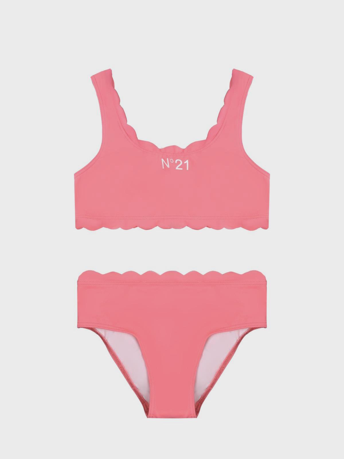 Купальник с фестонами, розовый N21