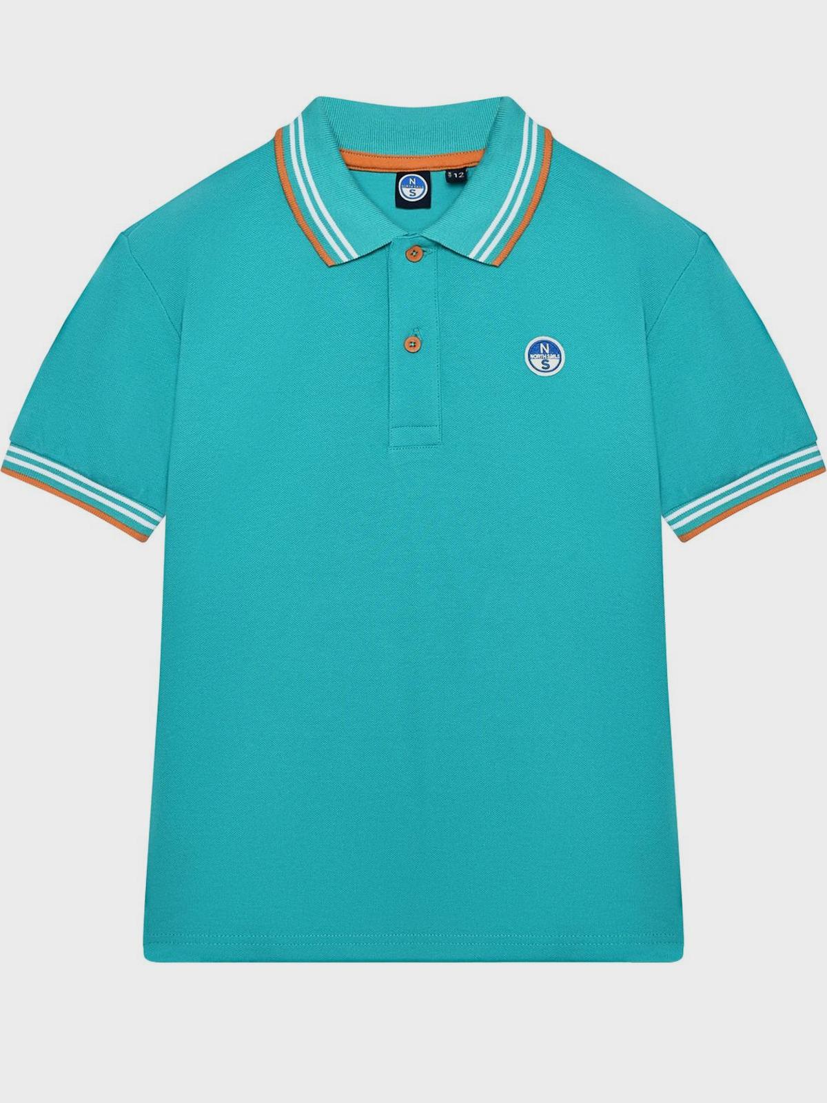 Футболка - поло с логотипом, бирюзовая NORTH SAILS