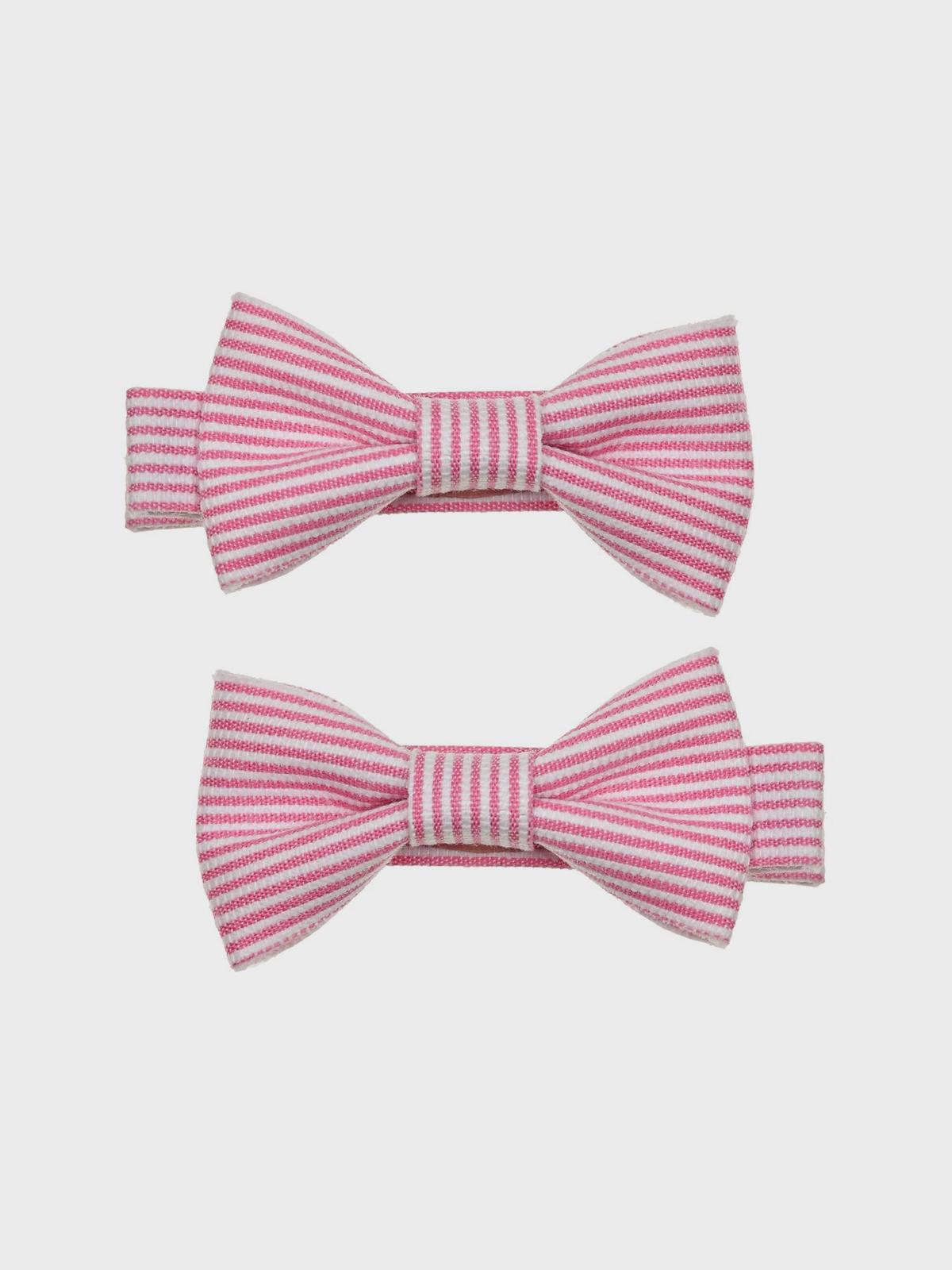 Зажим для волос бантик в полоску розовый 2 шт Tais 1199₽