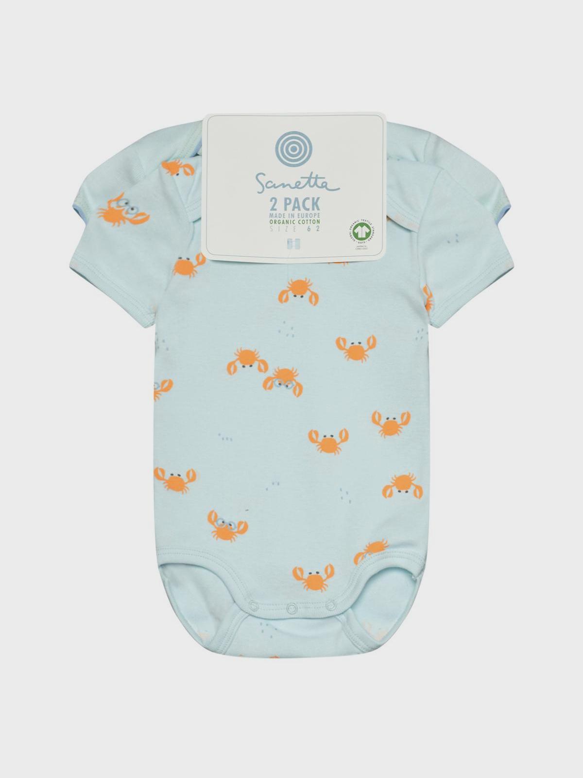 Боди 2 шт, однотонное+принт &quot;крабы&quot; Sanetta