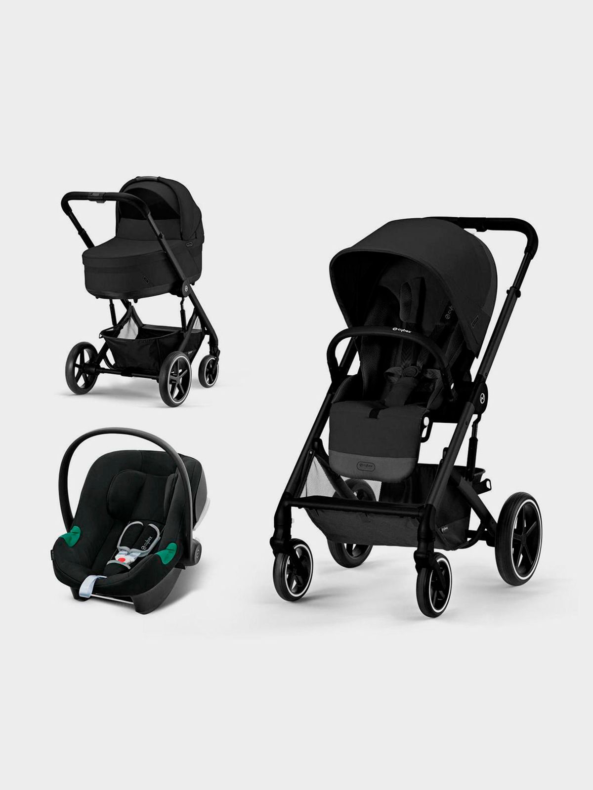Коляска Balios S Lux BLK 3 в 1 цвет Moon Black, в комплекте со спальным блоком CYBEX