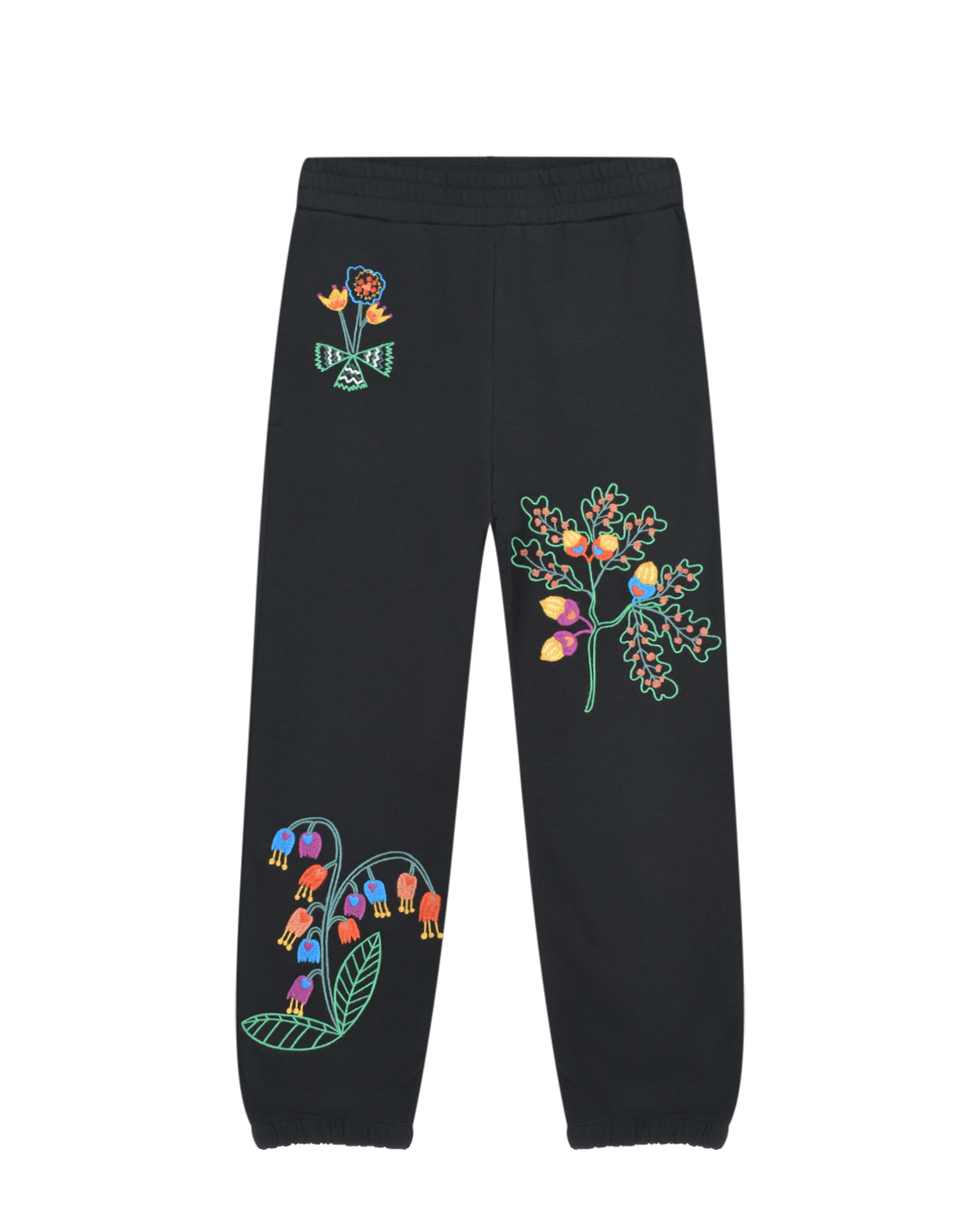 Черные спортивные брюки с цветочной вышивкой Stella McCartney