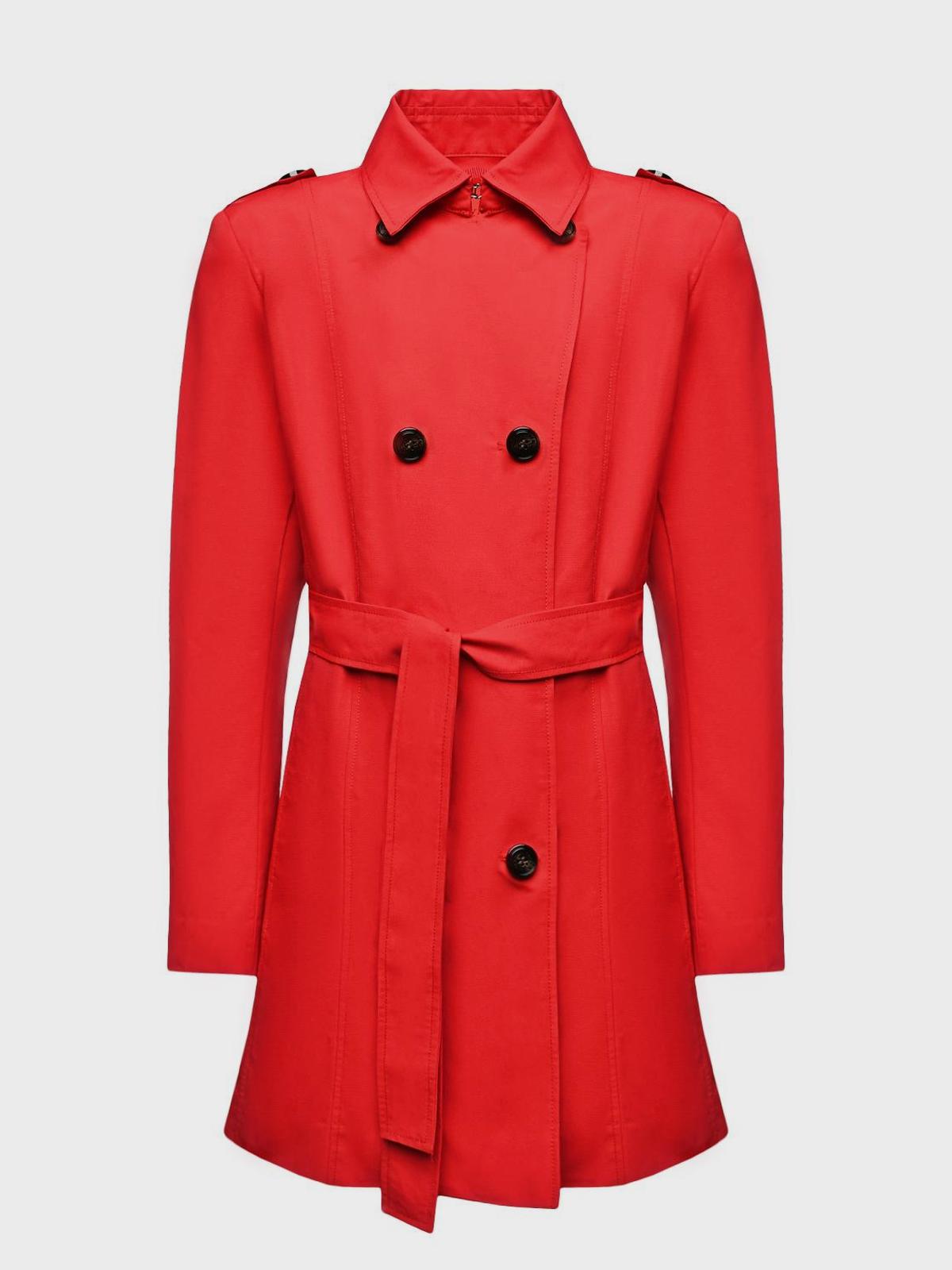 Плащ двубортный без капюшона с поясом, красный Max&amp;Co