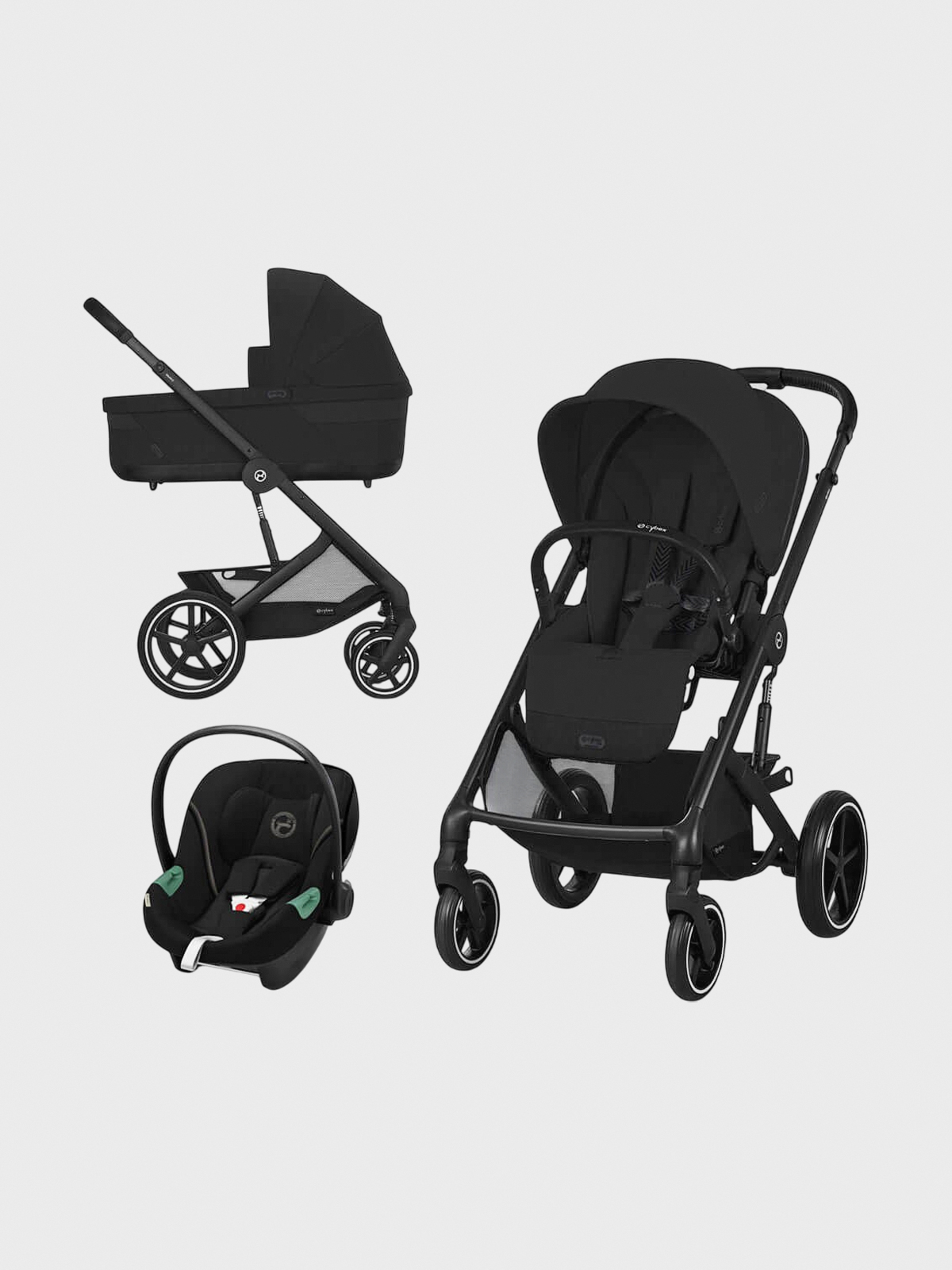 Коляска 3 в 1 Balios S Lux Moon Black с автокреслом Cybex Aton S2 i-Size