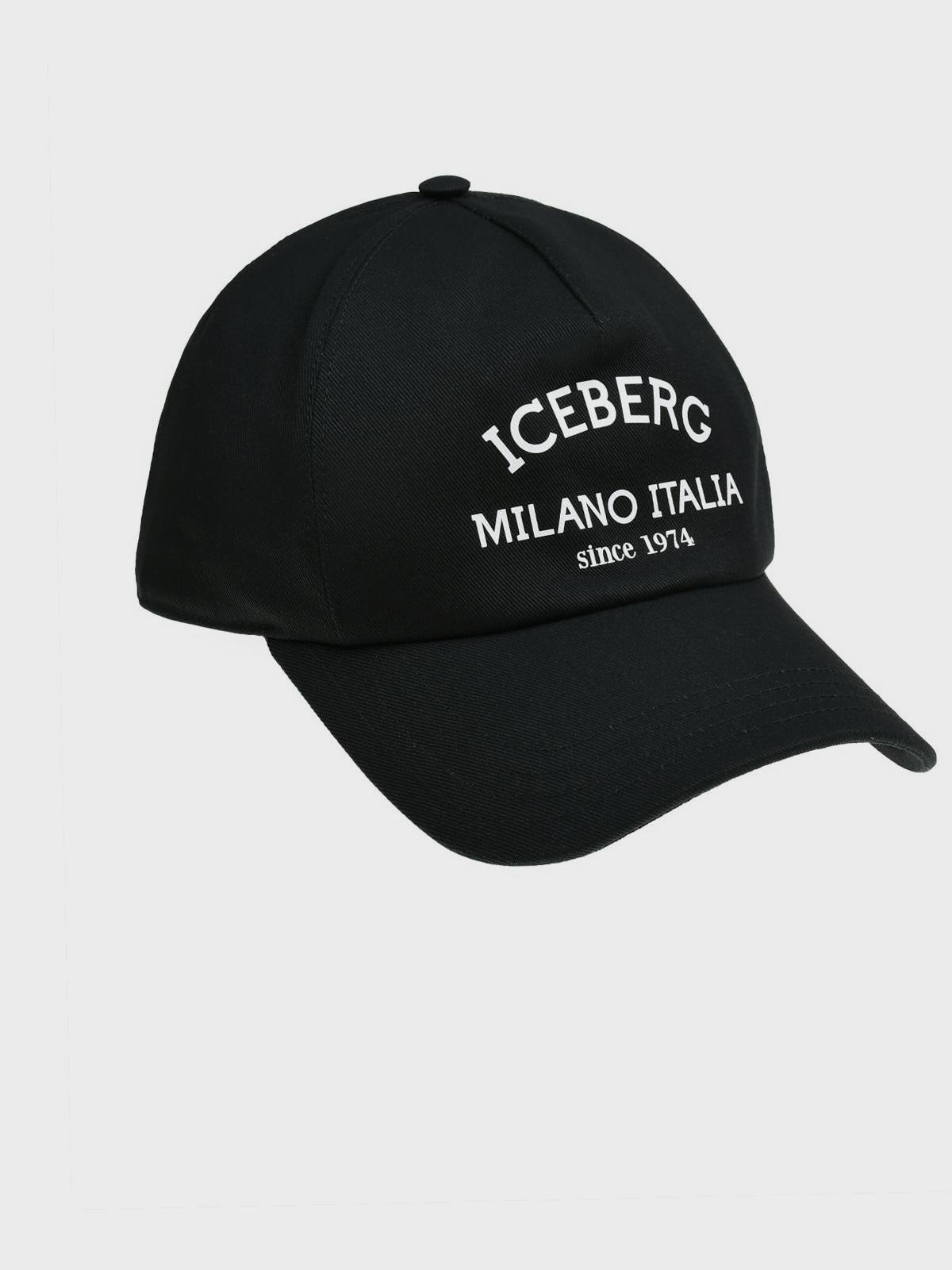 Кепка с белым лого, черная Iceberg