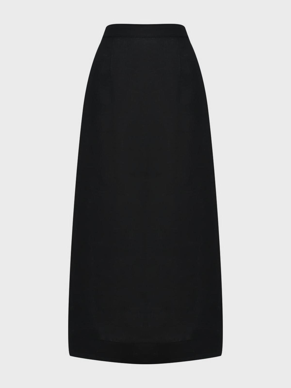 Юбка миди прямая из льна, черная SHADE