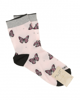 Розовые носки с принтом &quot;бабочки&quot; Story Loris Розовый, арт. 6119 F86 | Фото 1